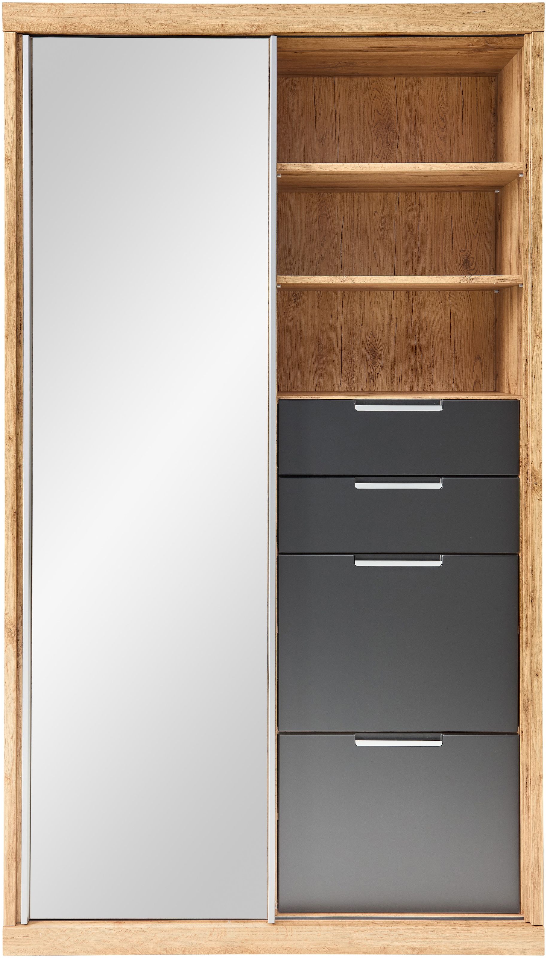 Innostyle Garderobenschrank »SINGLE TWO«, (1 St.), 1 Spiegel-/Schiebetür, 2 Schubkästen, 2 Klappen, etc.