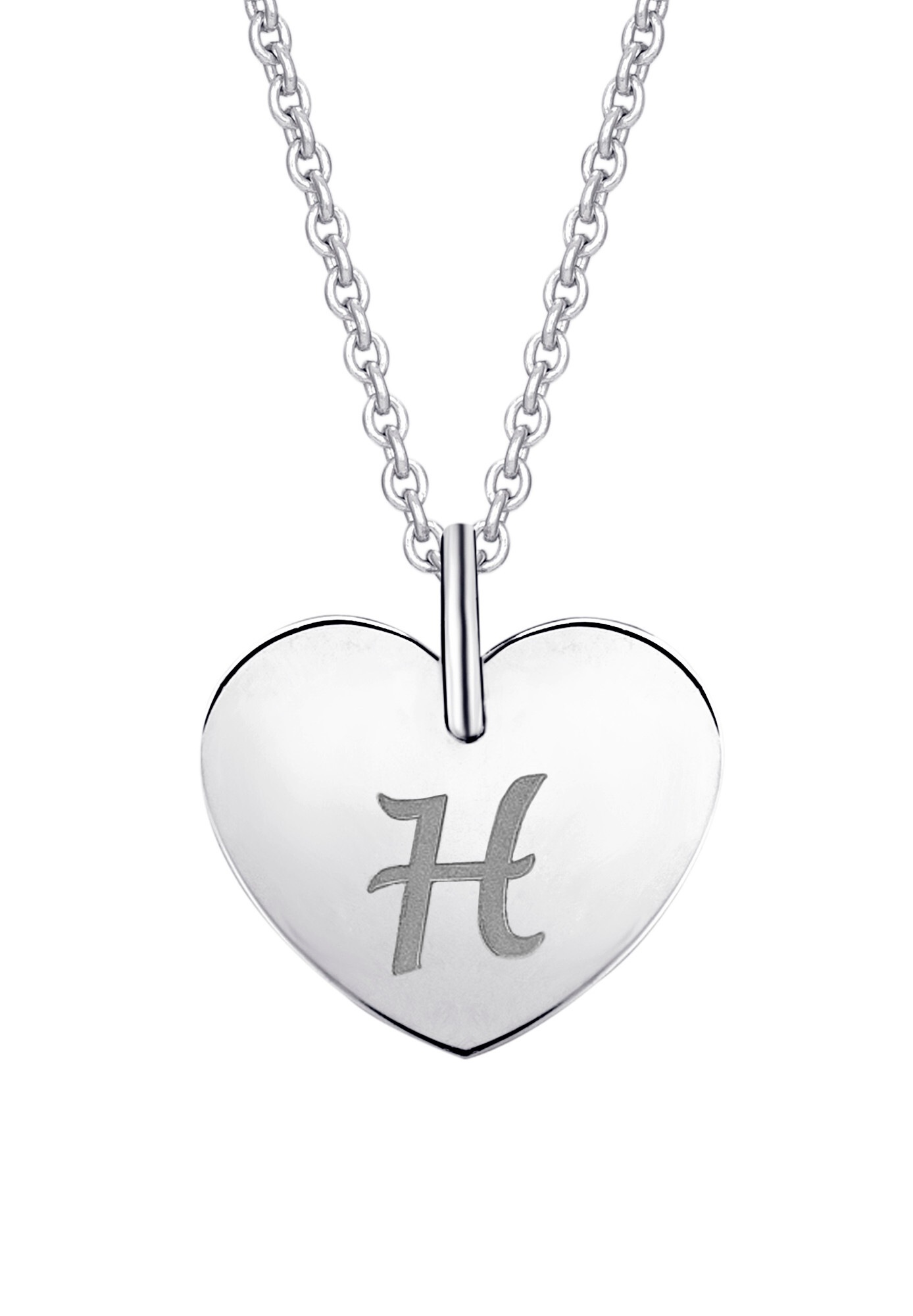 ONE ELEMENT Kette und Anhänger Set »Schmuckset - Set mit Halskette Herz mit Gravur H Buchstaben Anhänger aus 333 Weißgold«