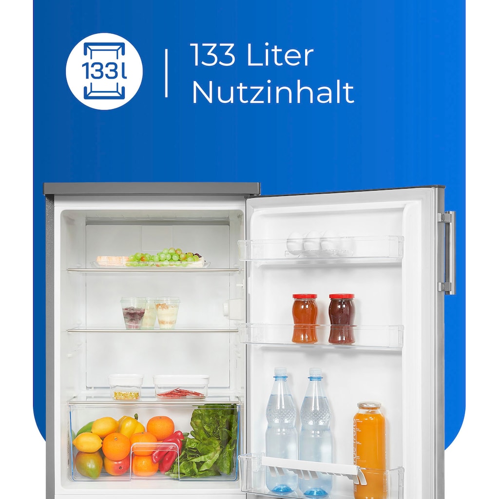 exquisit Vollraumkühlschrank »KS16-V-H-010E weiss«, KS16-V-H-010E inoxlook, 85 cm hoch, 56 cm breit