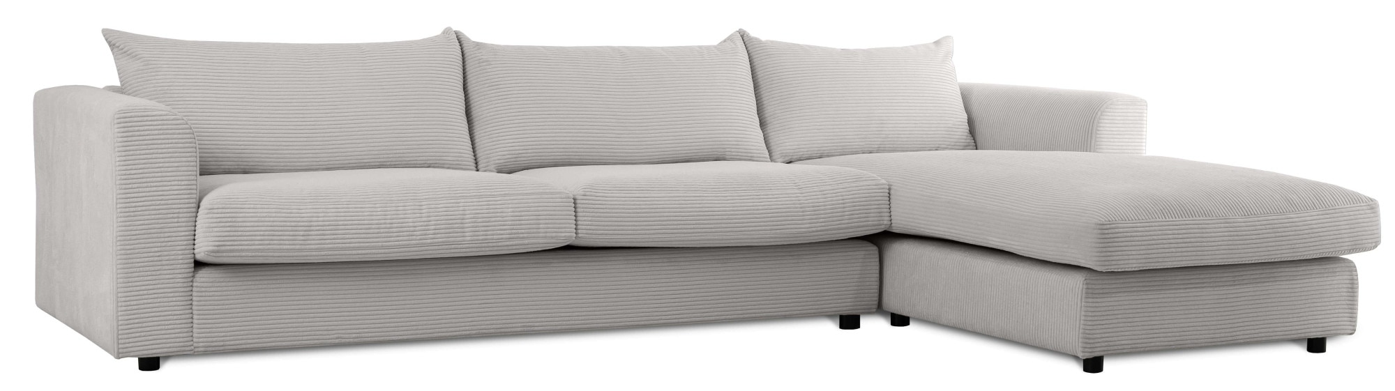LeGer Home by Lena Gercke Ecksofa »Avelina«, (2 St.), Breite 297 cm, in Cord- und Chenille- Stoff, Rückenkissen mit Federn