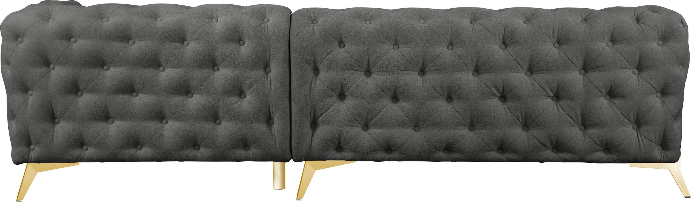 Leonique Chesterfield-Sofa »Amaury L-Form«, großes Ecksofa, Chesterfield-Optik, Breite 323 cm, Fußfarbe wählbar