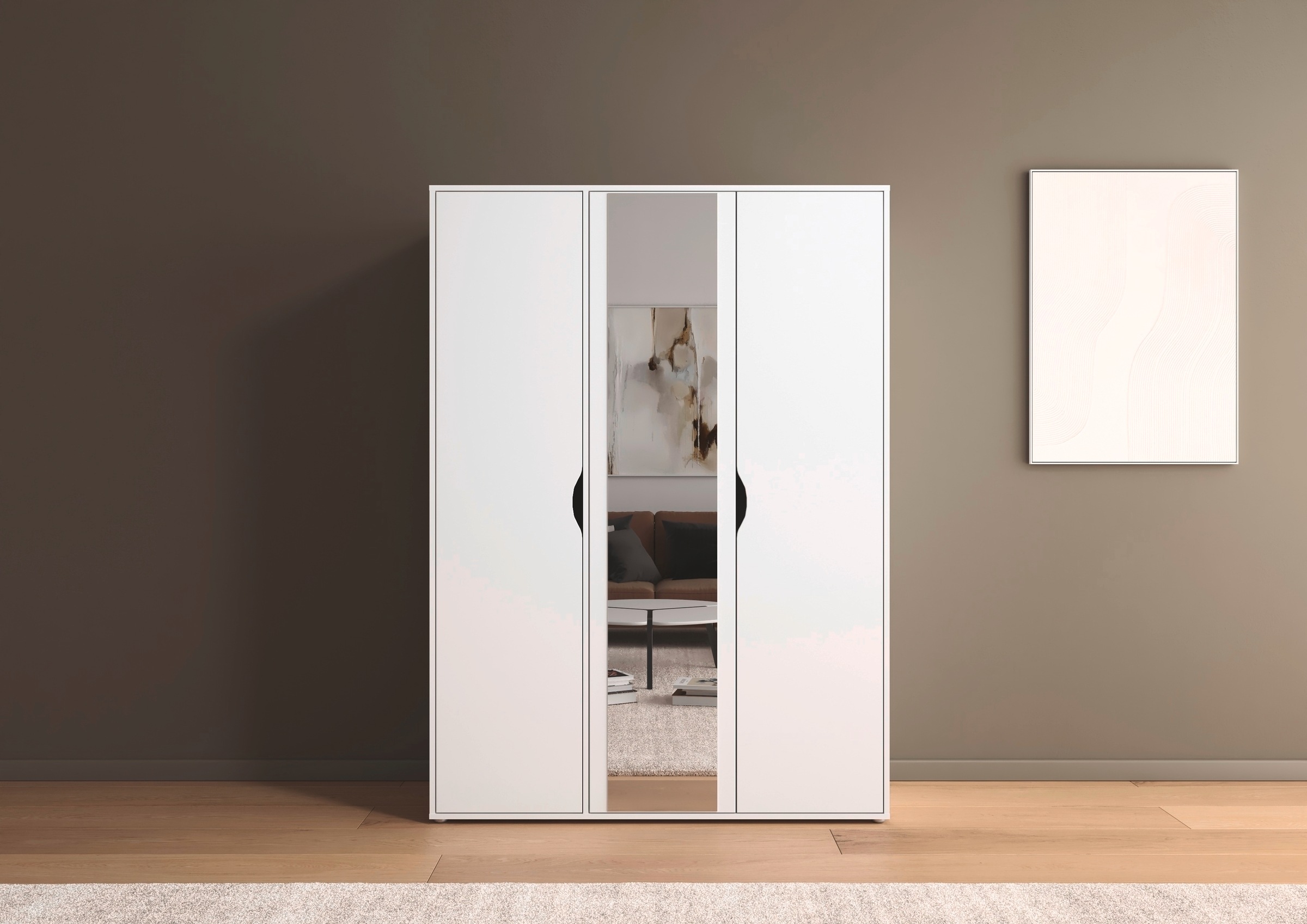 rauch Drehtürenschrank »Kleiderschrank Schrank Garderobe Wäscheschrank NARAI mit Spiegel«, (in 3 verschiedenen Ausstattungen BASIC/CLASSIC/PREMIUM), Griffausfräsungen für eine grifflose Optik TOPSELLER MADE IN GERMANY