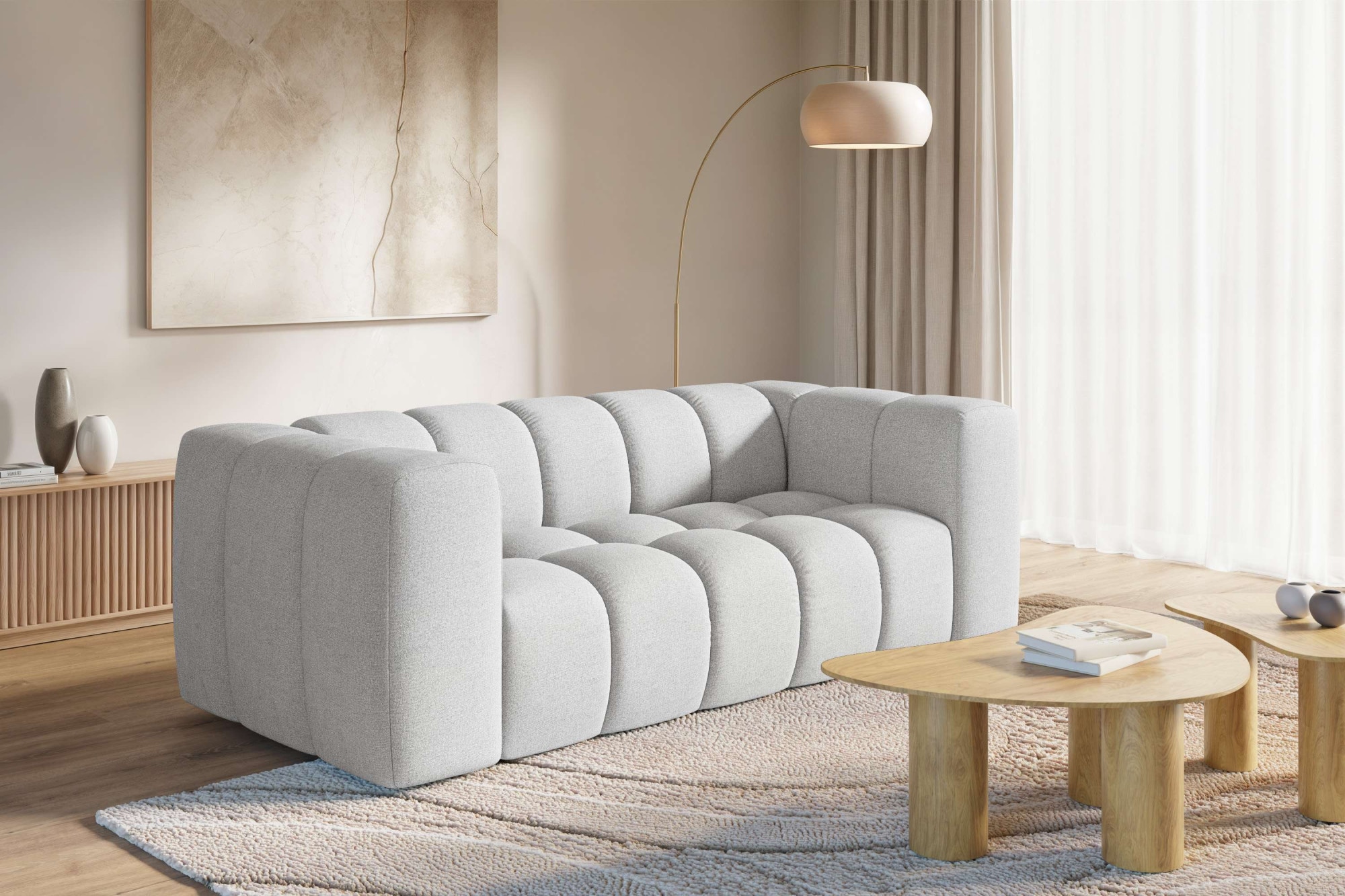 homsy by Ana Johnson 3-Sitzer »»L« BOUBELLE Design-Sofa, Bubble-Optik, Breite 217 cm« hoher Sitzkomfort dank Wellenunterfederung, L Sitztiefe 63 cm