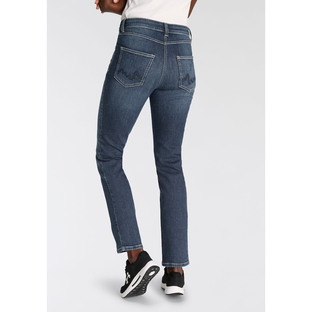 MAC Gerade Jeans »Melanie Wave-Glam«, Glizernsteinchen und Stickerei auf den hinteren Taschen