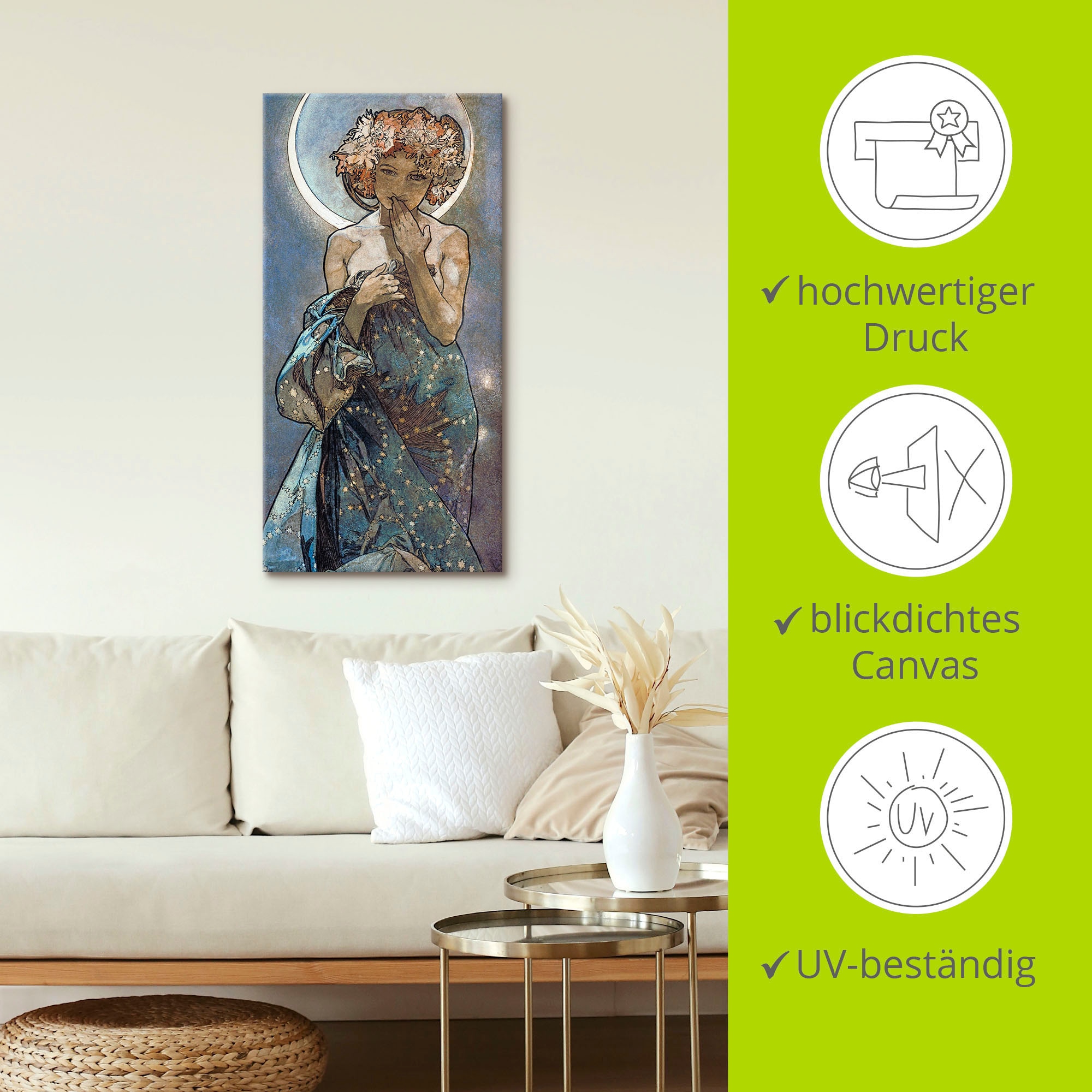 Artland Wandbild »Sterne Der Mond 1902«, Frau, (1 St.), als Alubild, Outdoorbild, Leinwandbild, Poster, Wandaufkleber