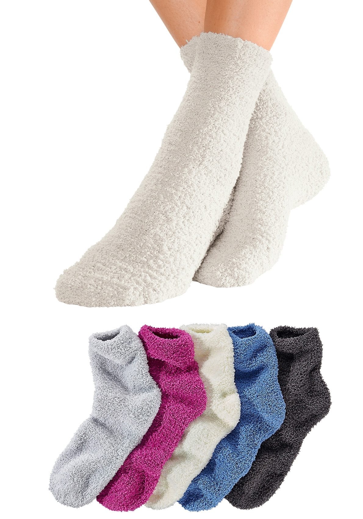 Lavana Kuschelsocken, (Packung, 5 Paar), ideal als Bettsocken