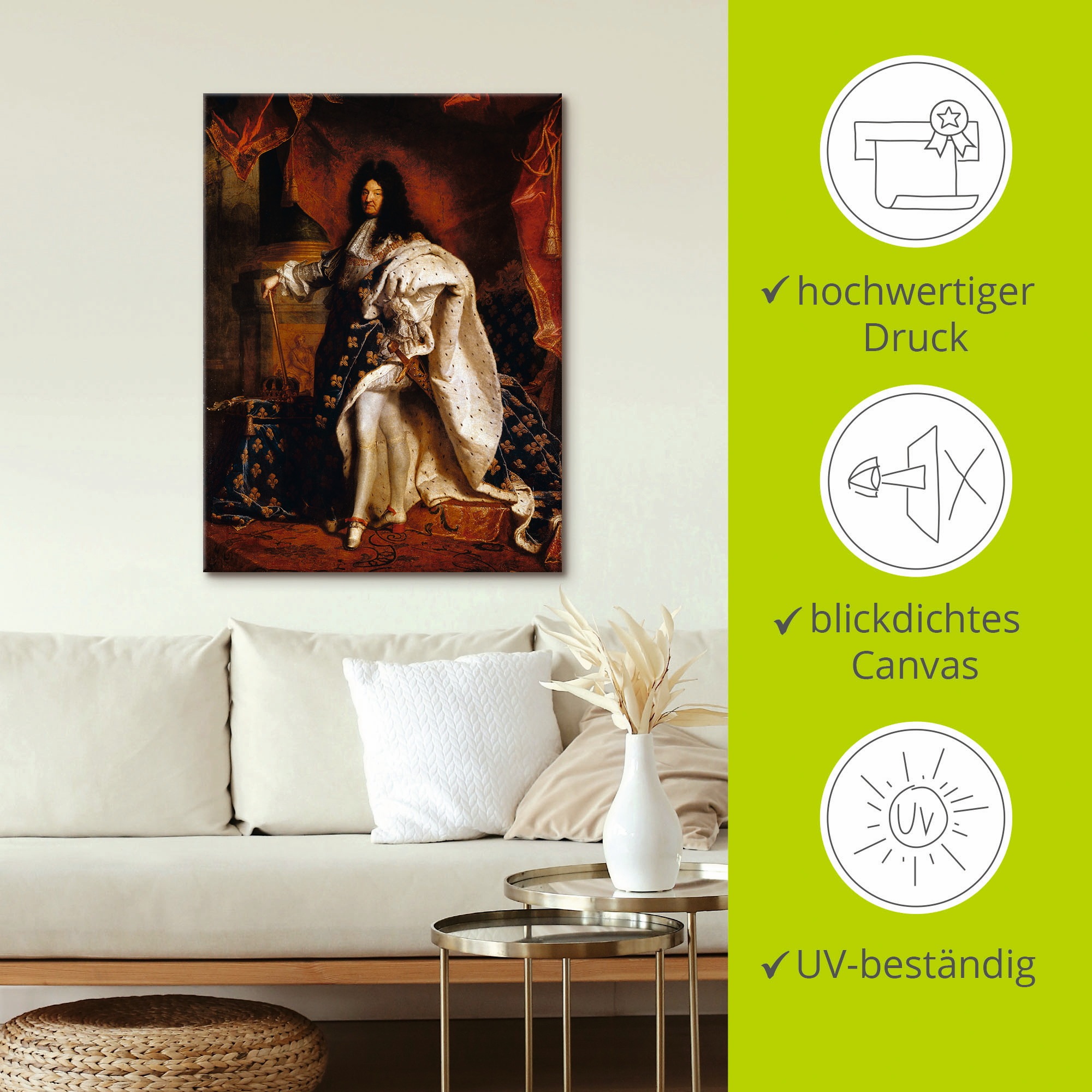 Artland Leinwandbild »Ludwig XIV. von Frankreich, 1701« Menschen 1 Stk. tlg. auf Holzrahmen gespannt