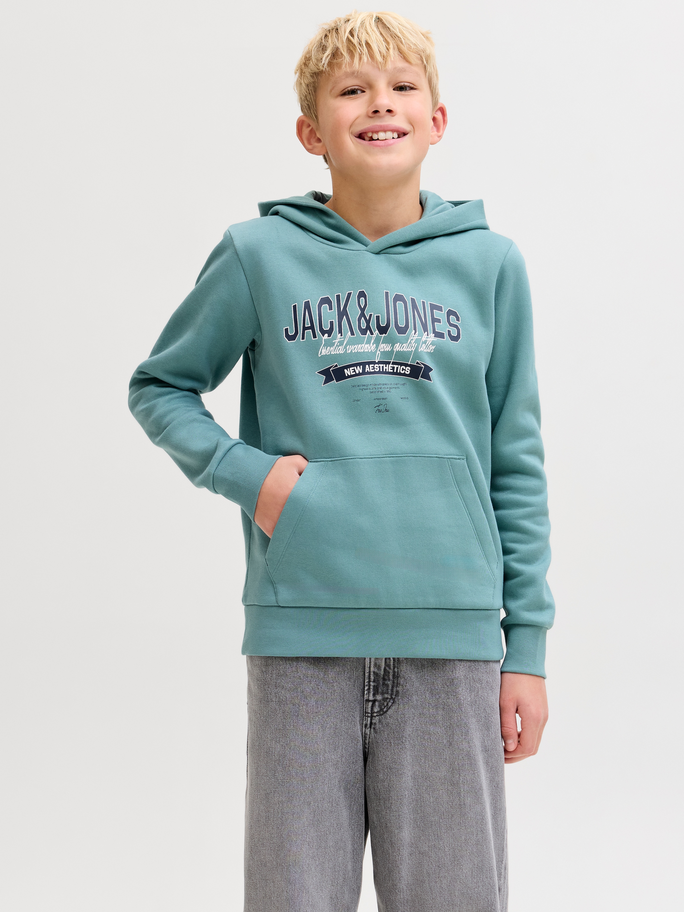 Jack & Jones Junior Kapuzensweatshirt »JJELOGO SWEAT HOOD 2 COL AW25 NOOS JNR«
