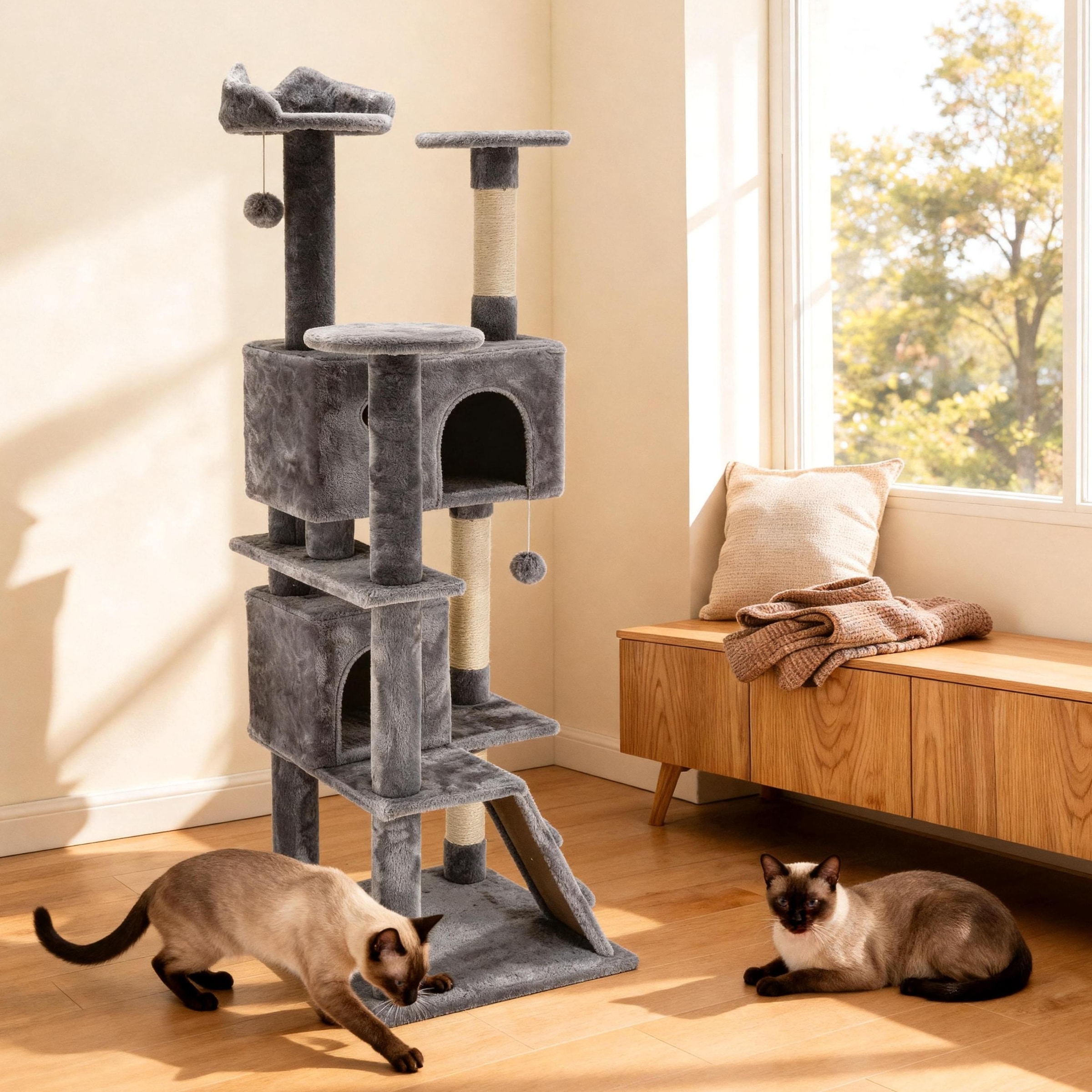 OTTO home Kratzbaum »Kitty« 178 cm hoch stabile Spanplatte, robuster Sisal und kuscheliger Plüsch