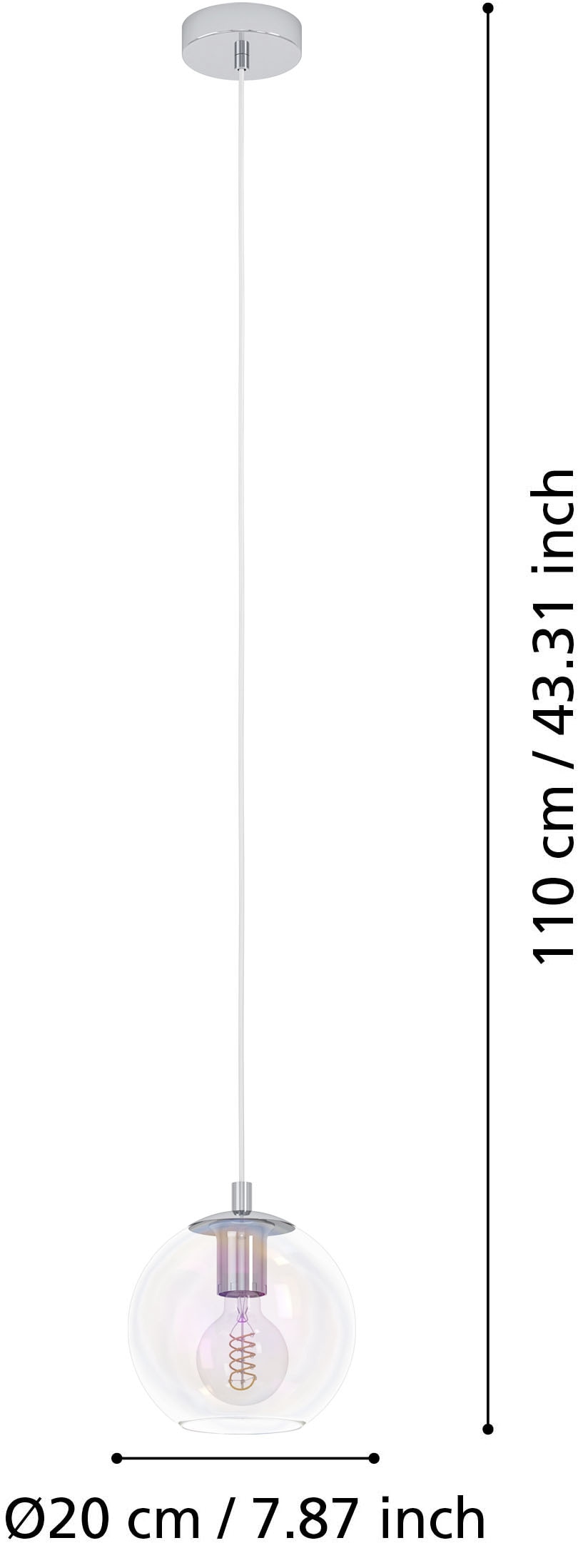 EGLO Hängeleuchte »ARISCANI 2 Pendellampe - Stahl - E27 - 1X60W - IP20« E27 1 Stk. Hängelampe, Deckenlampe, Wohnzimmer, Esszimmer, H110 x Ø20 cm