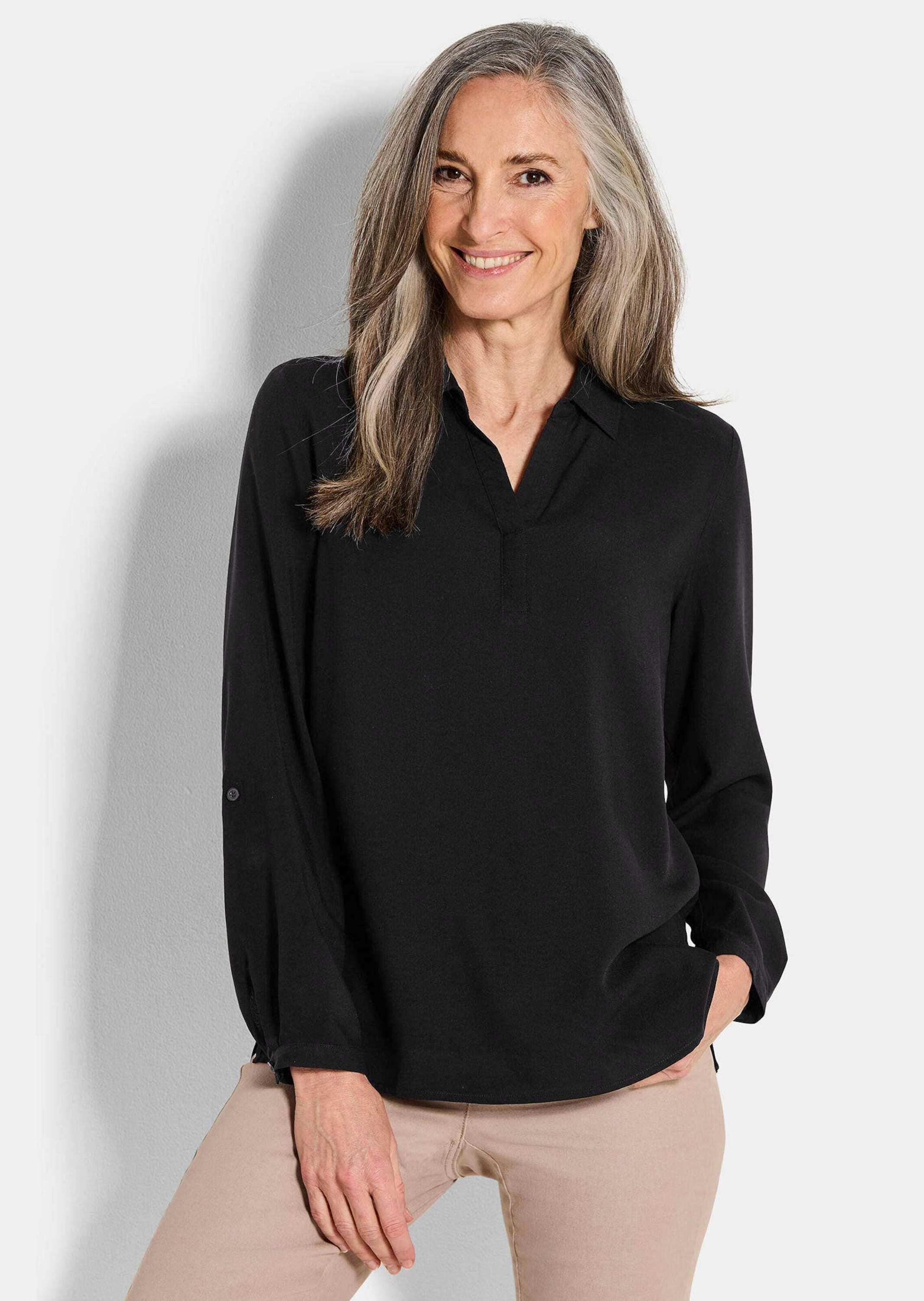 GOLDNER Klassische Bluse »Kurzgröße Zeitlose Viskosebluse mit Hemdkragen« Hemdkragen