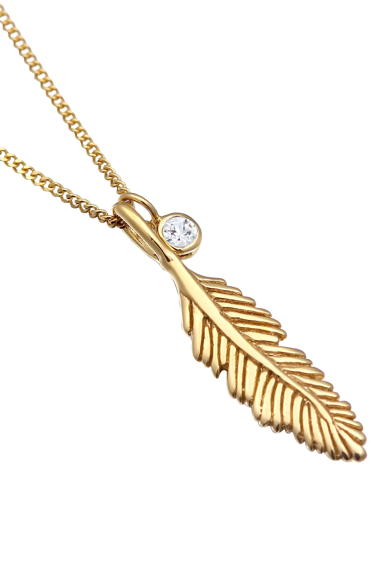 Elli Premium Silberkette »Halskette Feder Boho Topas Panzerkette 375 Gelbgold«