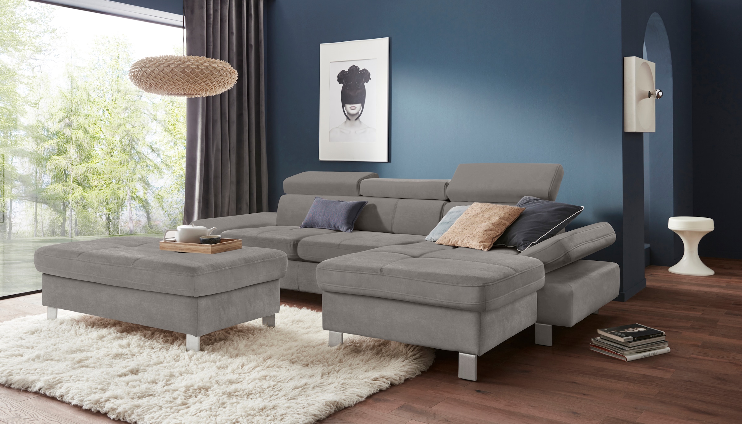 exxpo - sofa fashion Ecksofa »Fiji, hochwertige Detailverarbeitung im Sitz und Rücken, L-Form«, bequem durch Kopf- und Armteilverstellung, wahlweise mit Bettfunktion