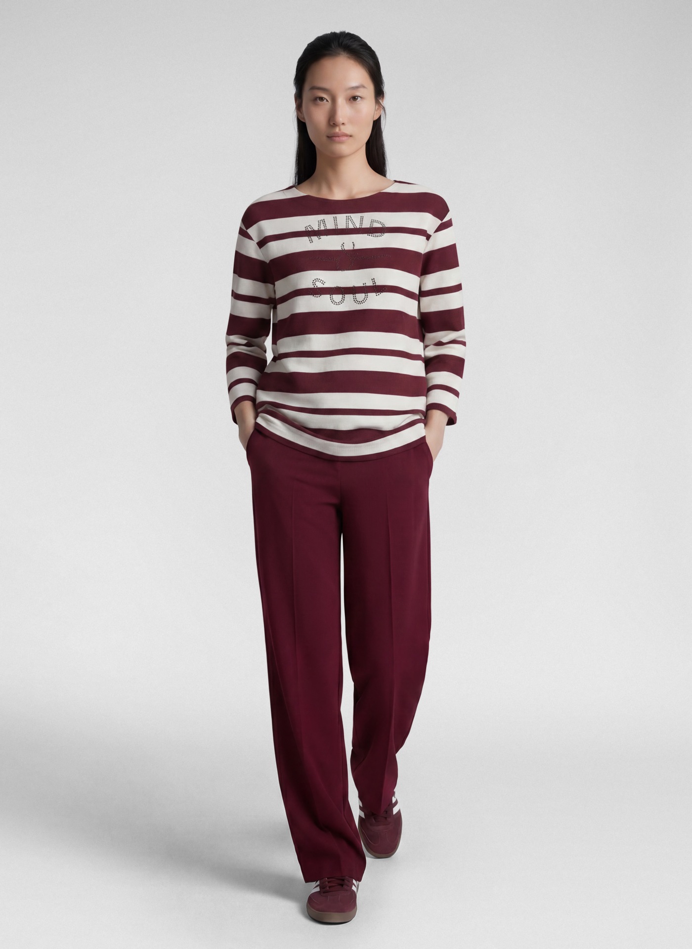 Rabe 3/4-Arm-Shirt im Streifen-Design und mit Glitzersteinen