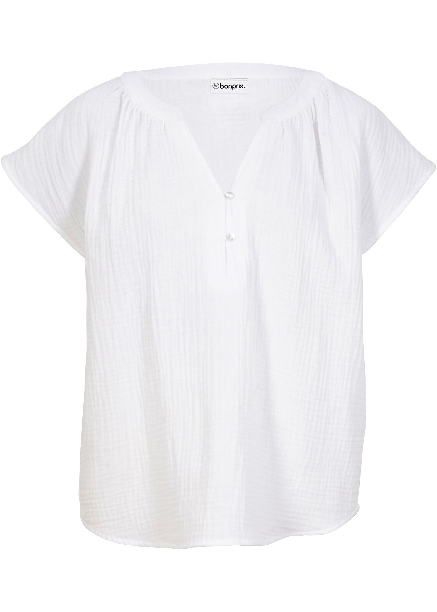 bonprix Shirtbluse »Musselin-Blusentop aus reiner Baumwolle« Oversize-Passform, mit V-Ausschnitt, aus Baumwolle