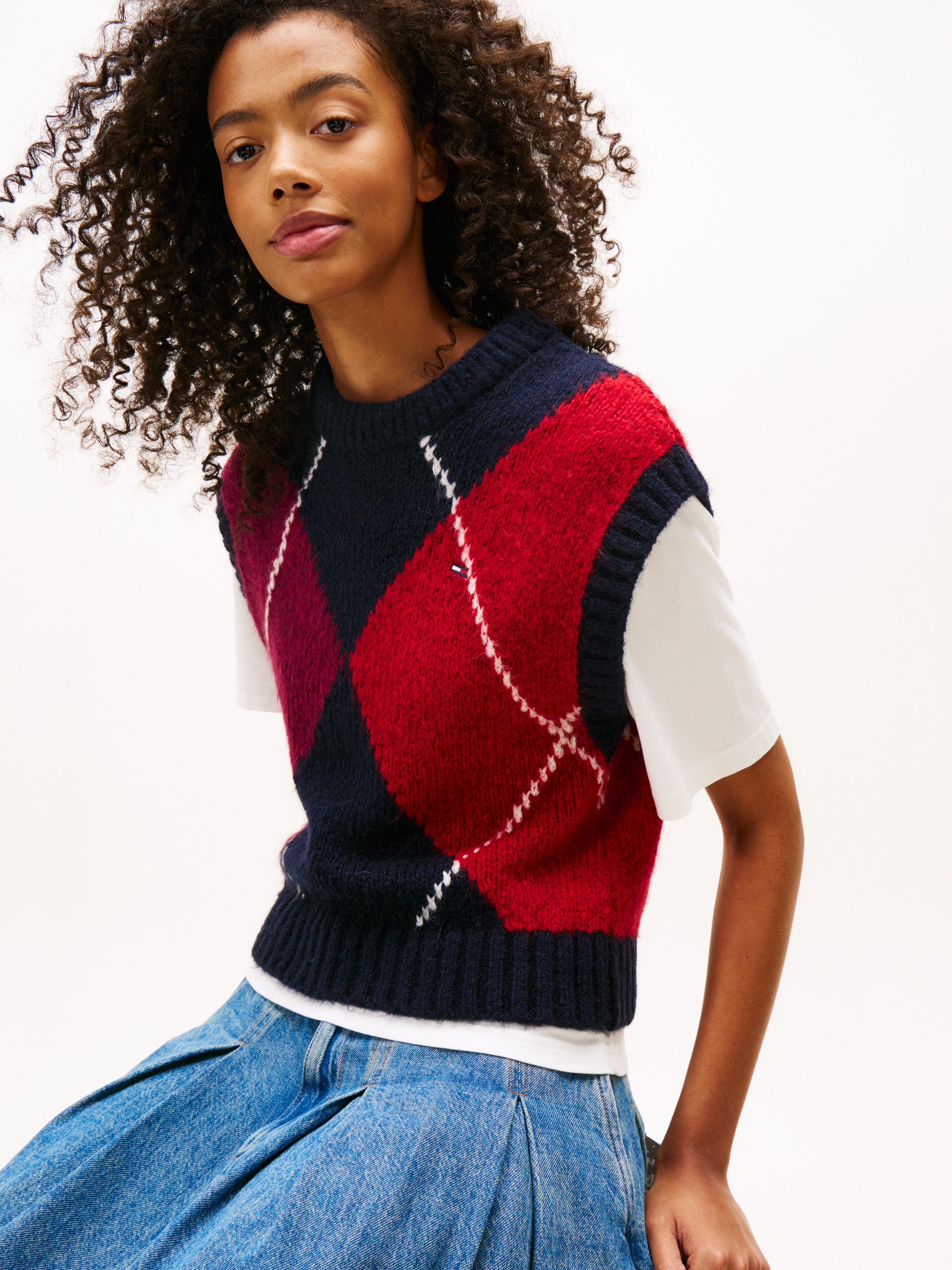 Tommy Jeans Pullunder »TJW ARGYLE SWEATER VEST« Argyle Strickmuster, Strick mit Alpaka