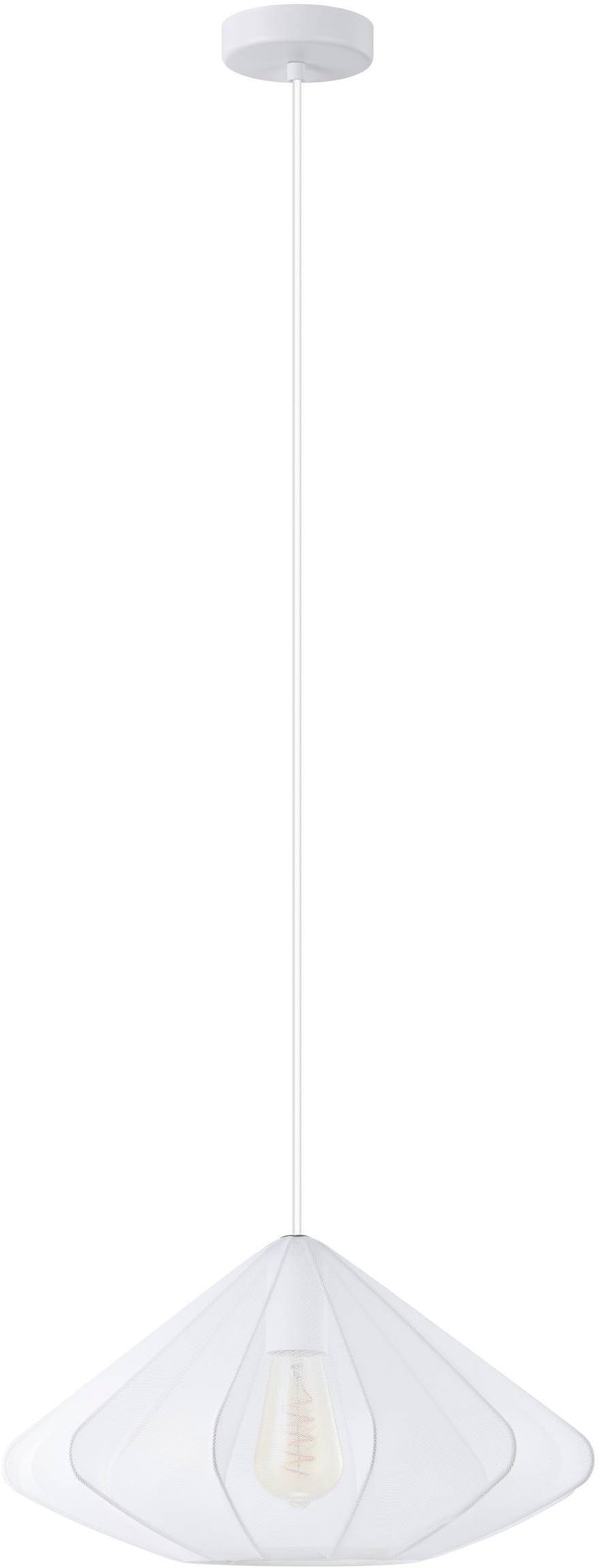 EGLO Hängeleuchte »Dolwen Hängelampe, Pendelleuchte, Esszimmerlampe Japanisch, E27, Lampe« E27 1 Stk. Hängeleuchte - H110 x Ø42,5 cm - weiß - 1X40W exkl.