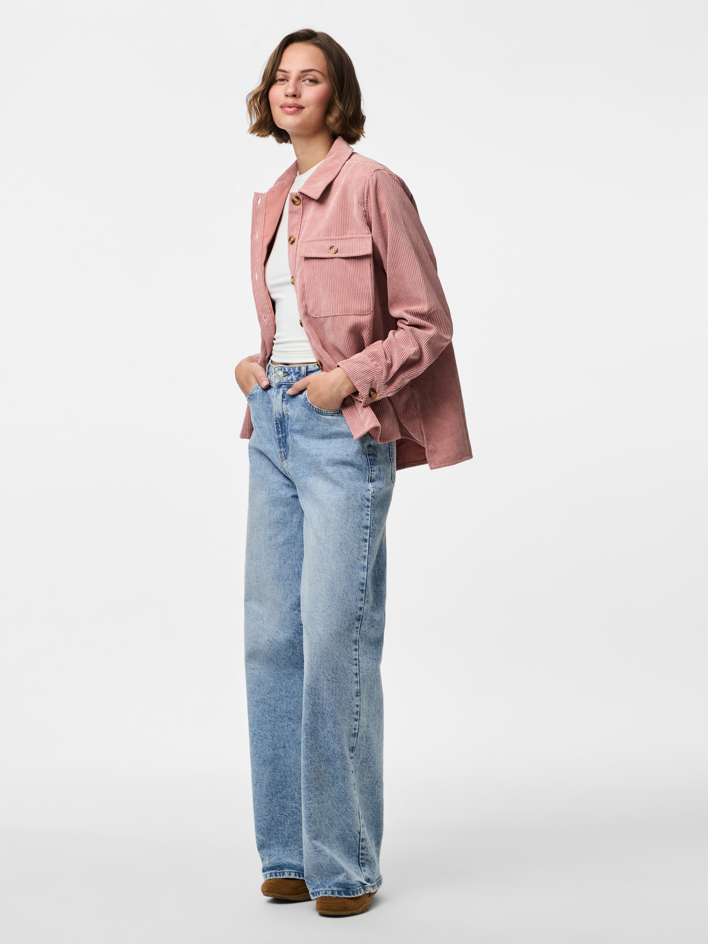 pieces Hemdbluse »PCEFFI LS SHIRT WVN NOOS« Materialmix, loose fit