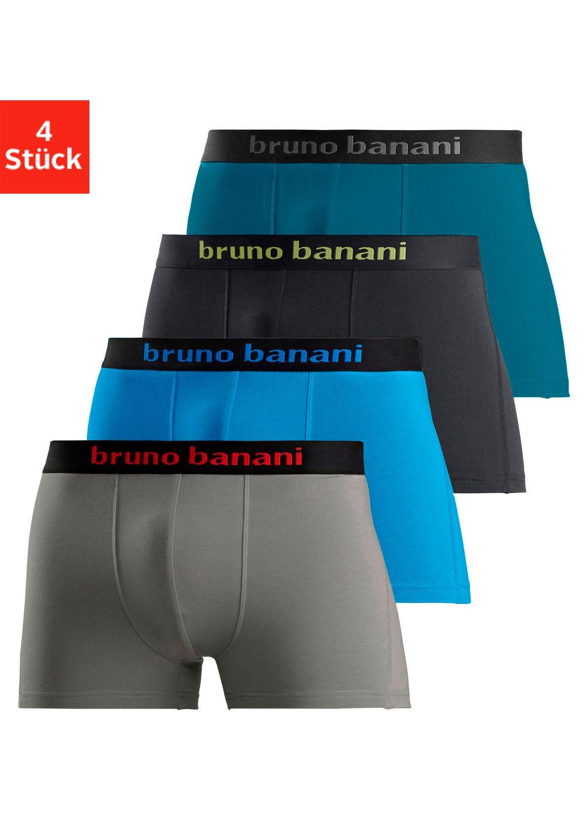 Bruno Banani Boxer, (Packung, 4 St.), mit farbigen Marken-Schriftzug am Bündchen