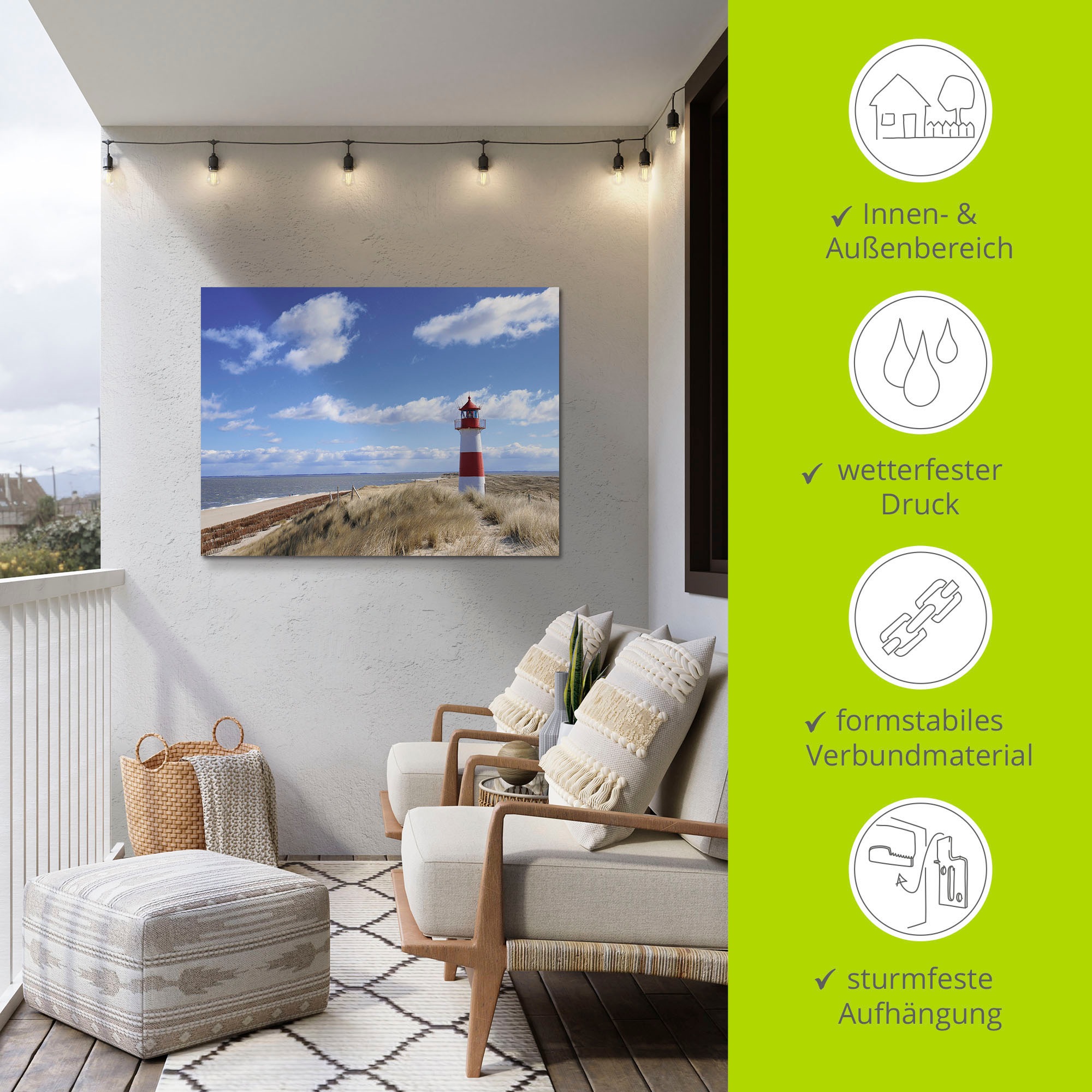 Artland Leinwandbild »Leuchtturm Sylt«, Gebäude, (1 St.), auf Keilrahmen gespannt