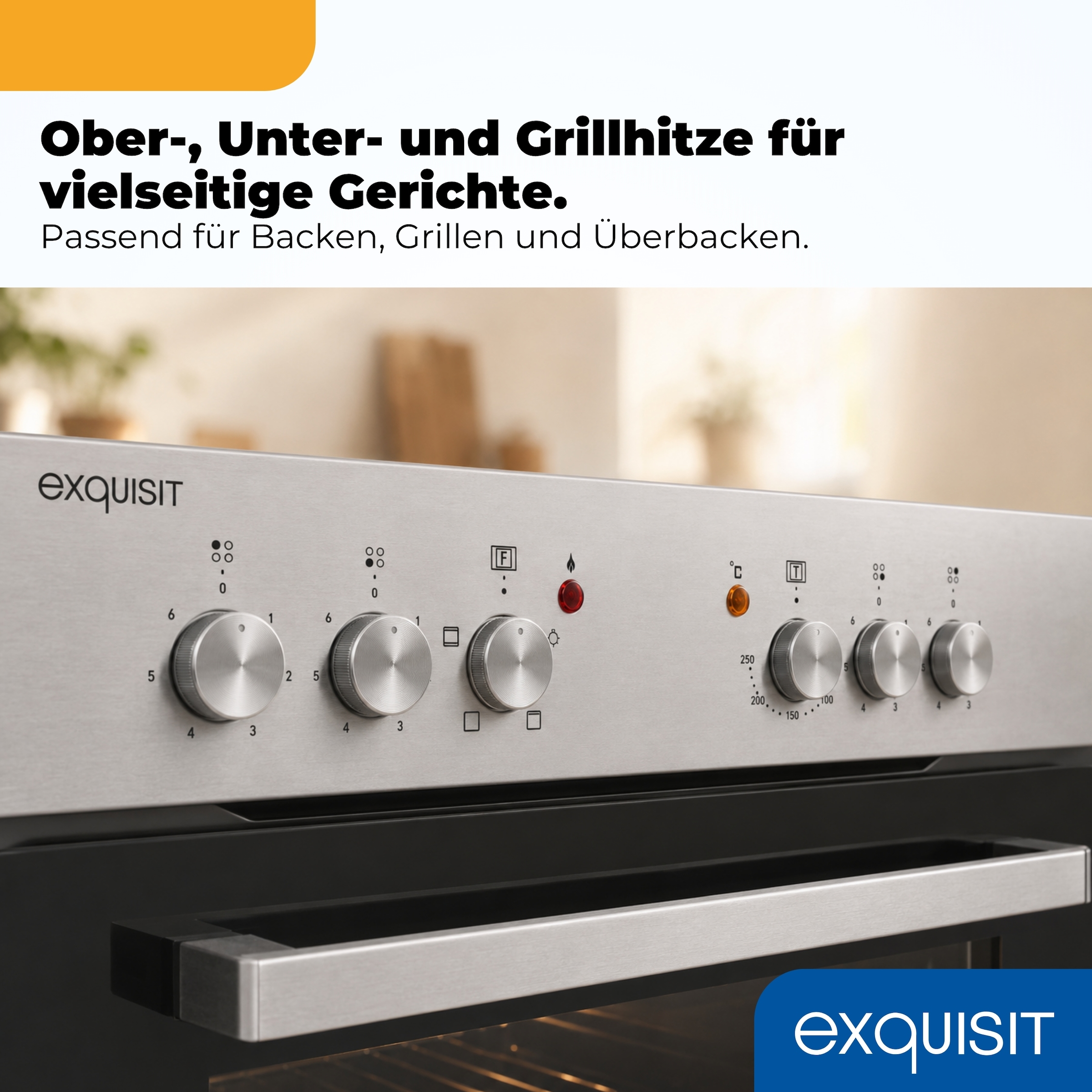 exquisit Backofen-Set »EHE 146-120 (BO)« Backofen | Glaskeramikkochfeld, 2 Stk. tlg. Ober&Unterhitze mit 4-Zonen-Glaskeramikkochfeld – einfach & sicher!