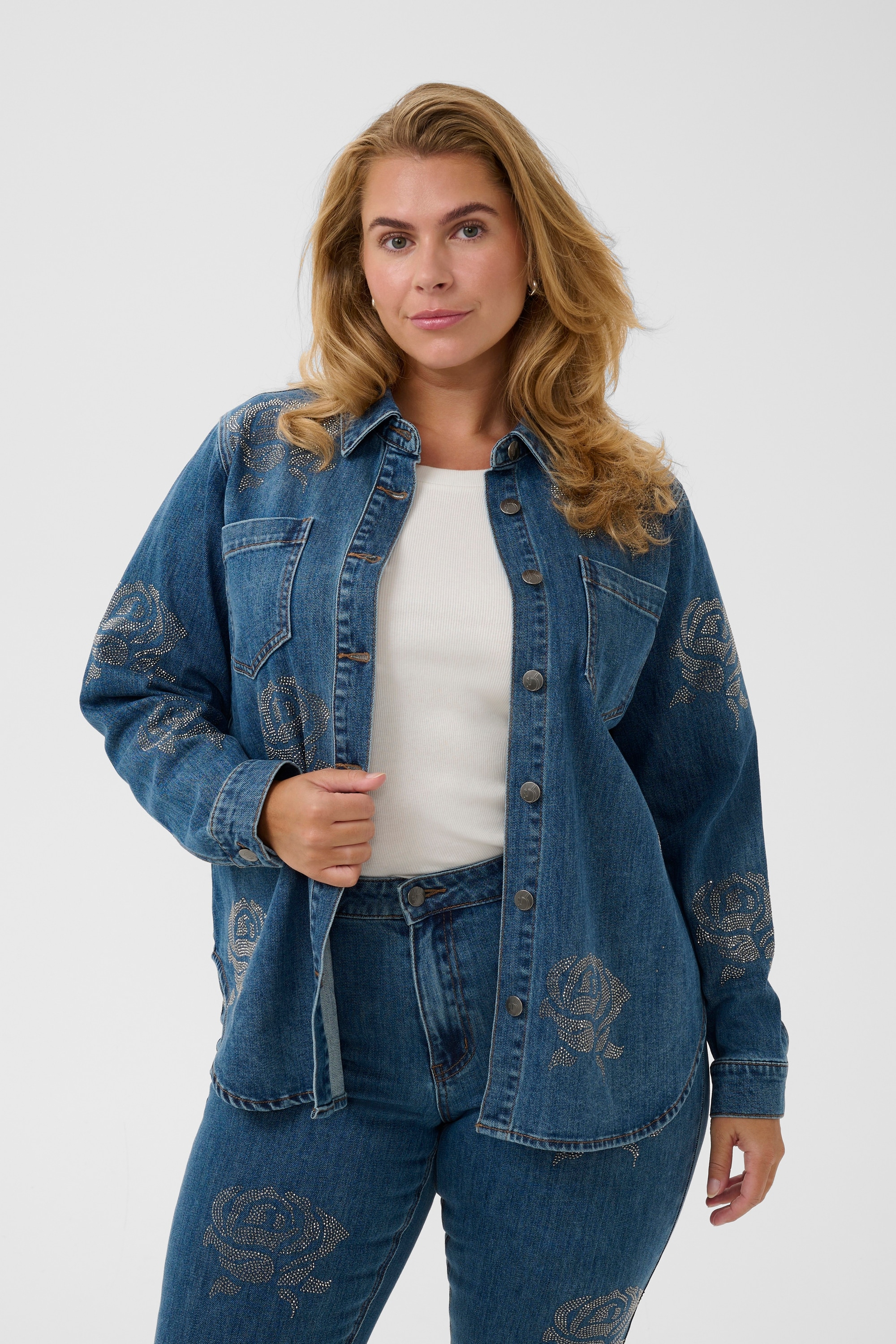 KAFFE Curve Jeansbluse »Damen Jeanshemd KCastelia«