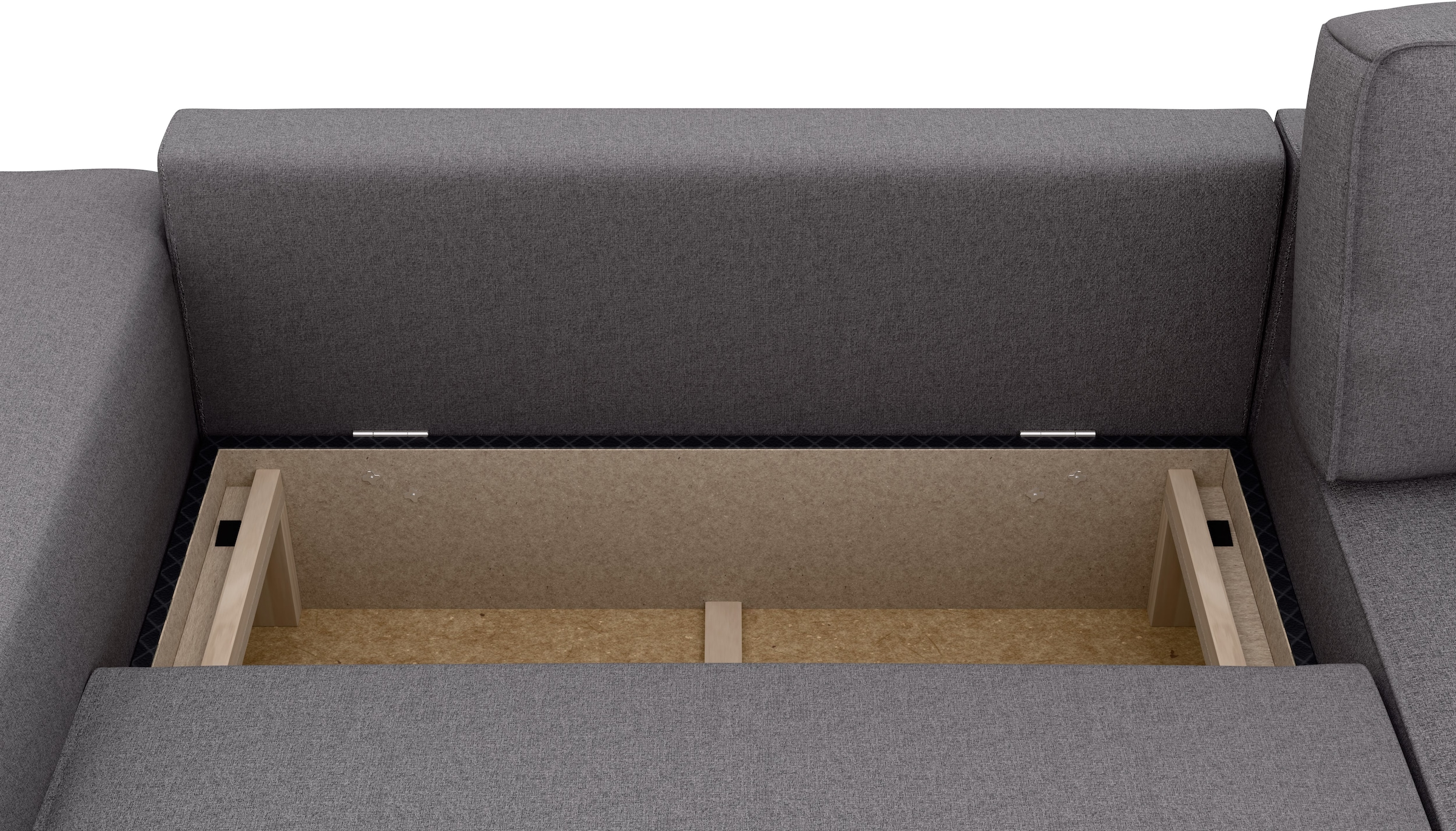 INOSIGN Ecksofa »Chance, Recamiere beidseitig montierbar, Schlaffunktion, Breite 265 cm«, in Struktur LUMOS, mit Schlaffunktion und Bettkasten