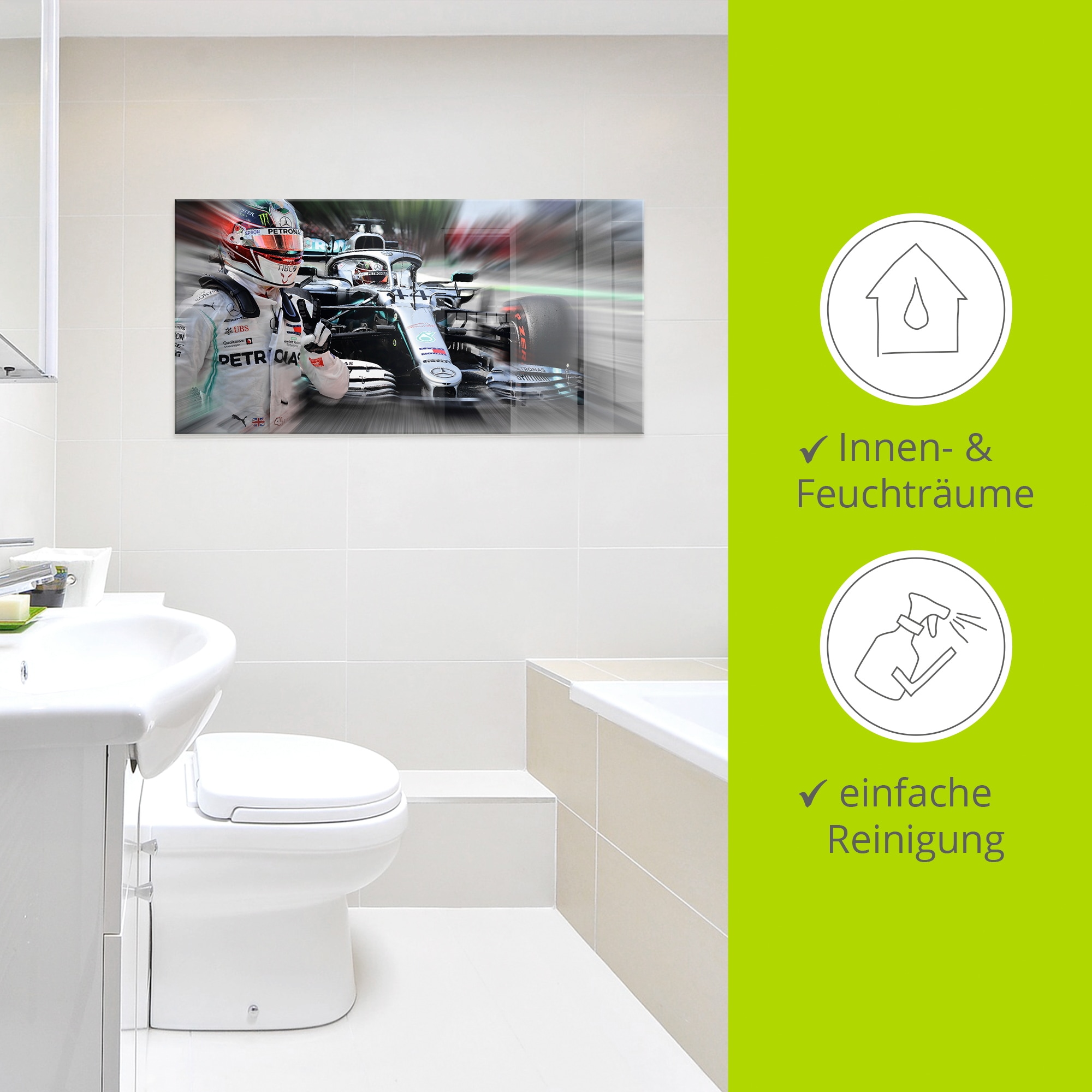 Artland Glasbild »Weltmeister Sir Lewis Hamilton« Funsport 1 Stk. tlg. in verschiedenen Größen