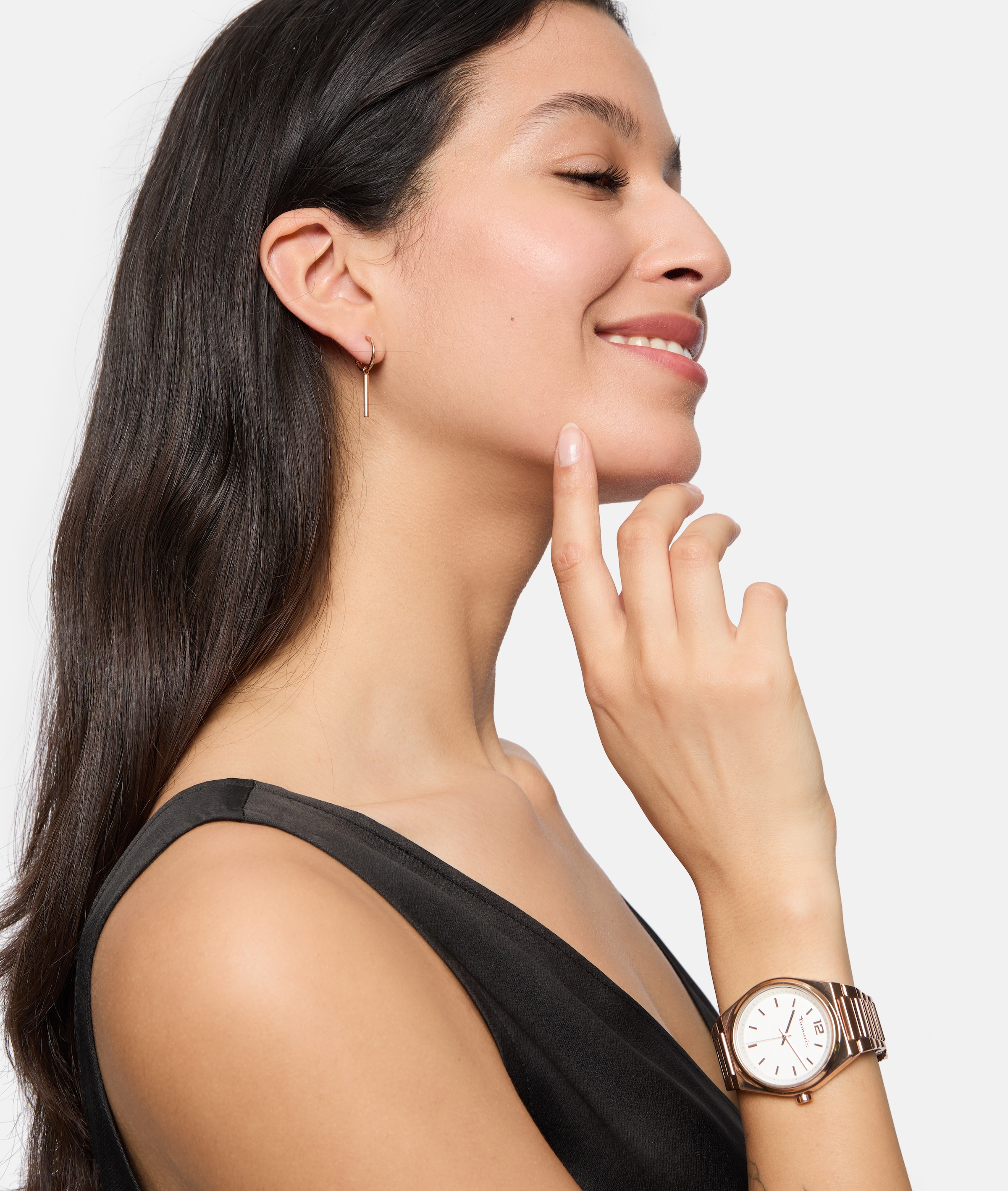 Tamaris Quarzuhr »The Round Basic Essential« Armbanduhr, Damenuhr, Edelstahlarmband, analog