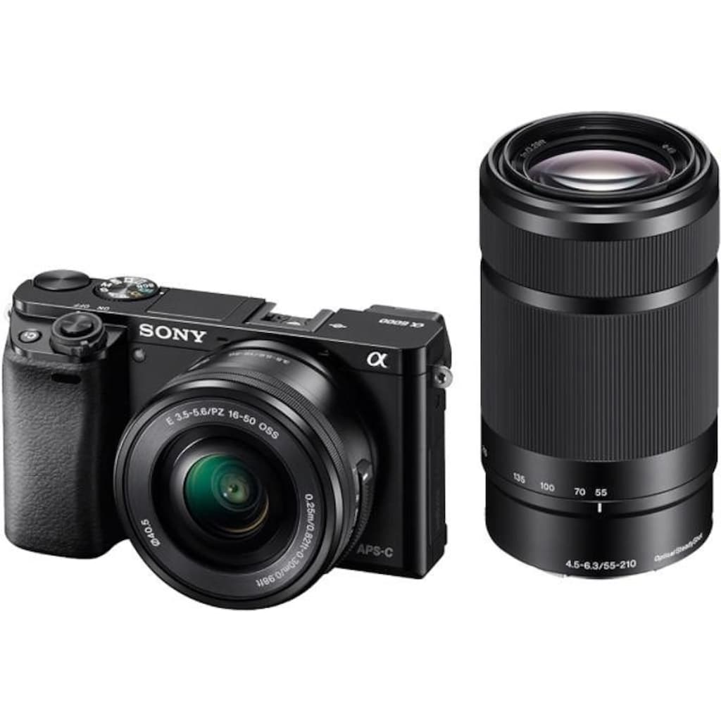 Sony Systemkamera »Alpha ILCE-6000Y Set«, Sony 16-50, Sony 55-210, 24,3 MP, WLAN (Wi-Fi), Gesichtserkennung, HDR-Aufnahme