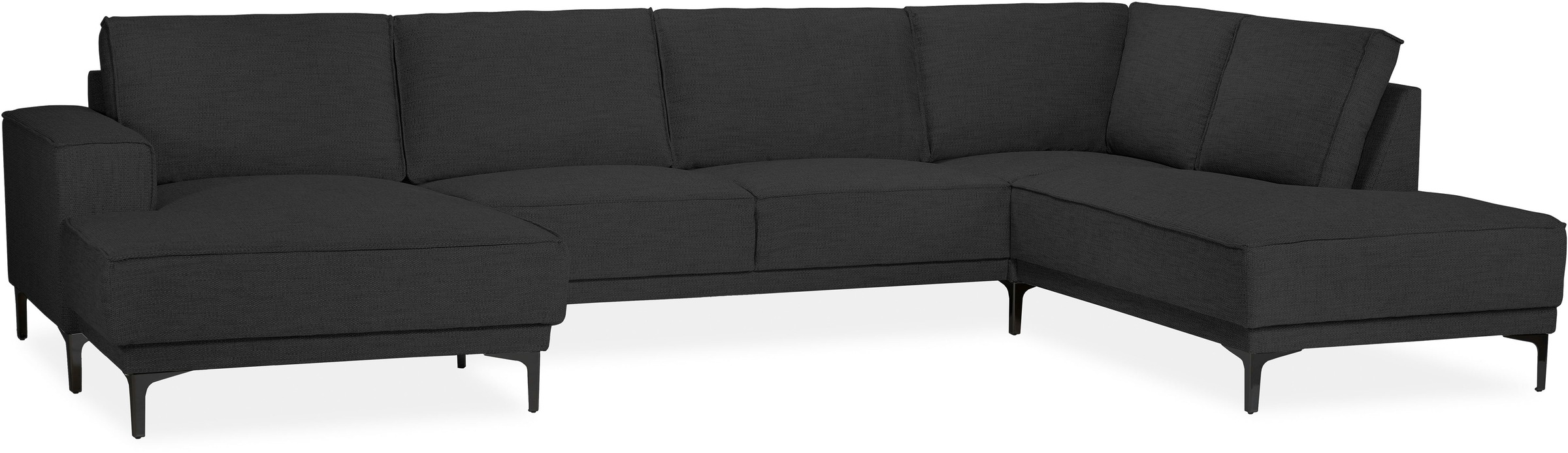 Places of Style Wohnlandschaft »XXL Sofa Oland, Struktur, Flachgewebe, Luxus-Microfaser, Boucle«, U-Form, 345 cm, Wellenunterfederung, Skandi-Design, Metallfüße