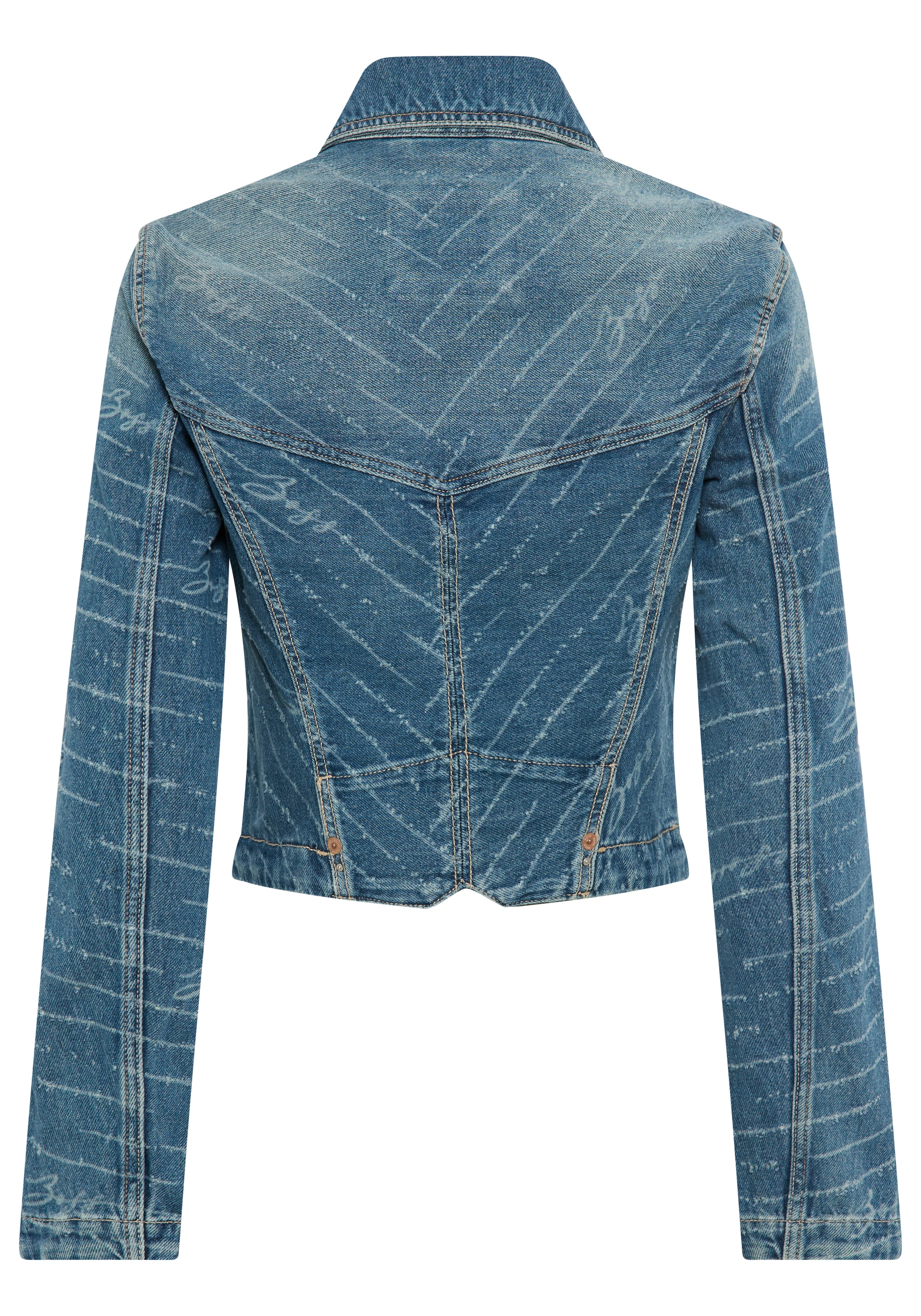 BOSS ORANGE Jeansjacke »DENIM ZIP TRACK JACKET Premium Damenmode«, Slim Fit, All-Over Laserprint
