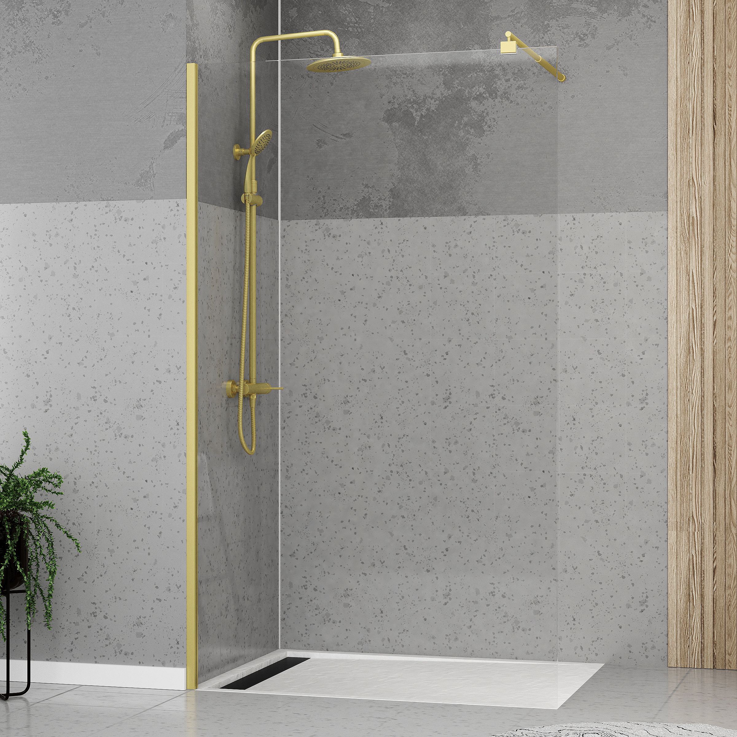 Marwell Walk-in-Dusche »Spezia«, mit hochwertigen Aluminiumrahmen in gebürsteter Goldoptik