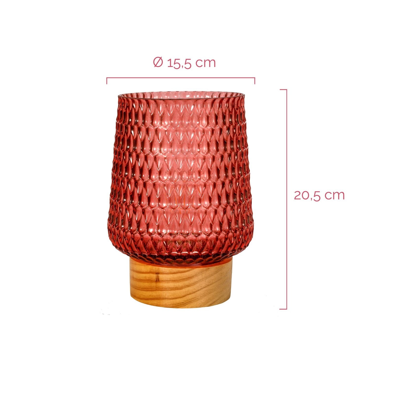 Pauleen LED Tischleuchte »Rose Glamour mobile Rosa Glas/Holz«, 1 flammig, Leuchtmittel E27 | Leuchtmittel wechselbar, E27, Timer Batterie