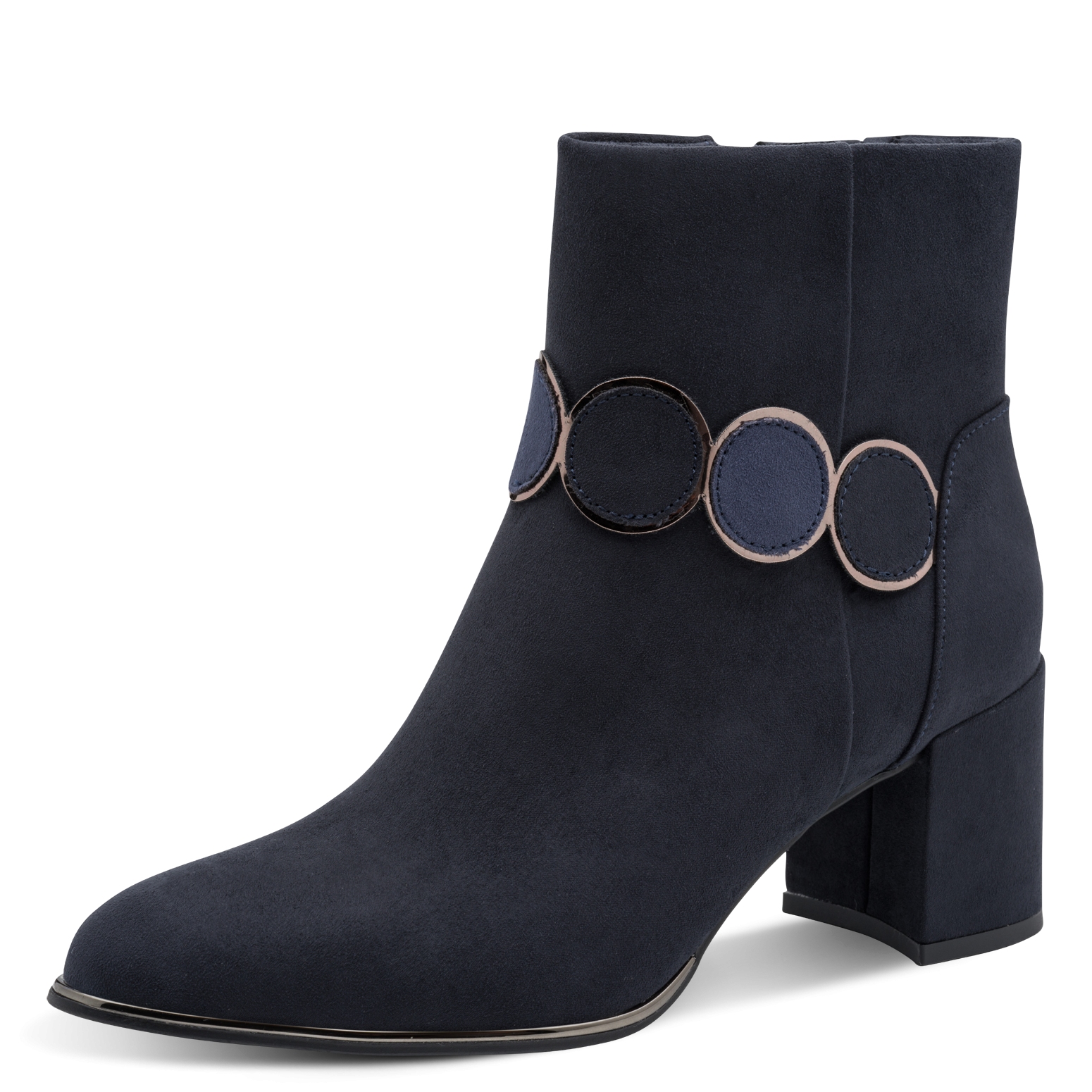 MARCO TOZZI Stiefelette  Blockabsatz, Ankle Boots, mit eleganter Zierkette und Kontrastbesätzen