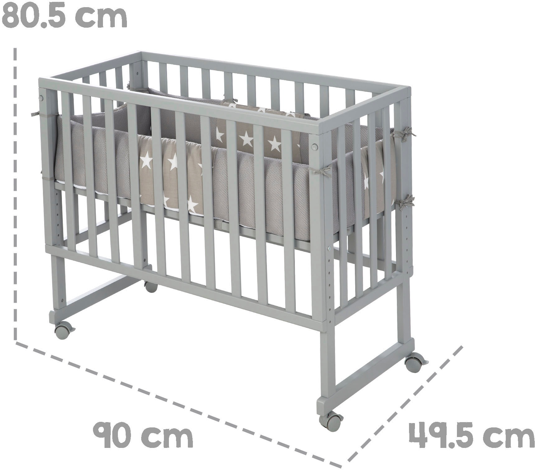 roba® Stubenbett »Safe Asleep® 2in1, taupe, Little Stars«, mit 4 Rollen, Matratze, Nestchen und Sicherheitsbarriere