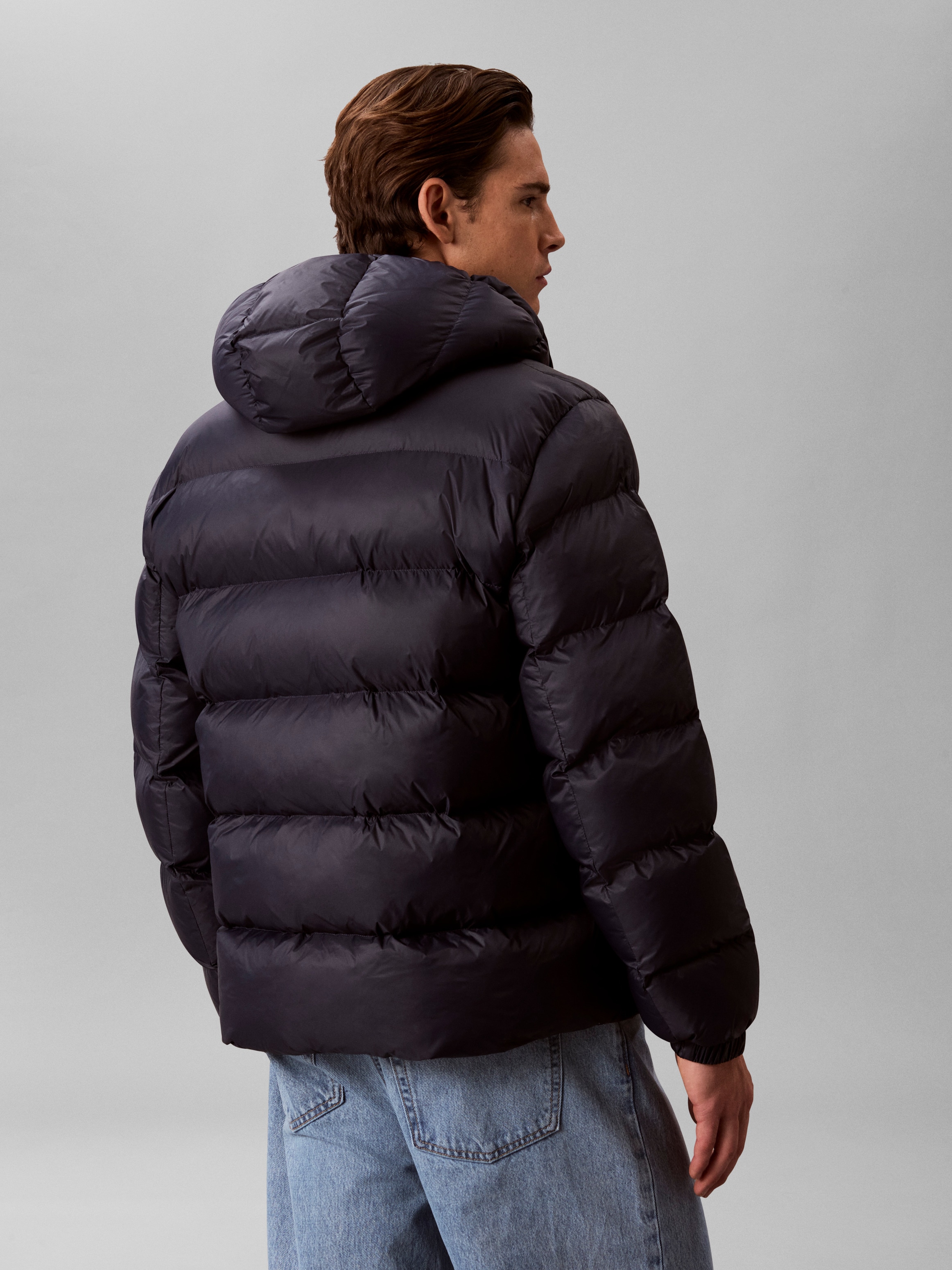 Calvin Klein Jeans Steppjacke mit Kapuze 2-Wege-Zipper, Regular Fit, Logodruck