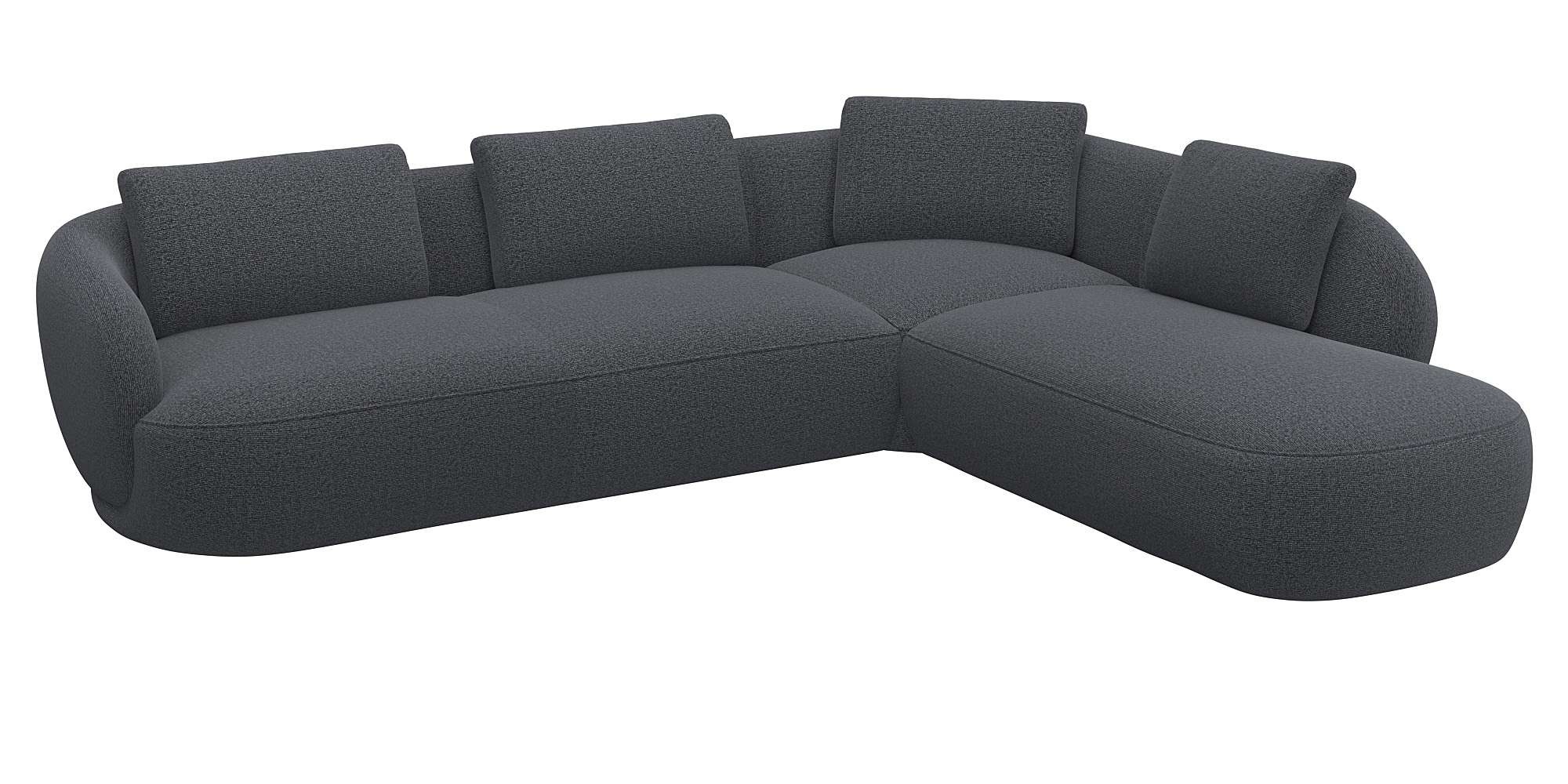 FLEXLUX Ecksofa »Torino, rund, L-Form, Sofa-Ecke mit Ottomane«, Modernes, organisches Sofa-Design, Kaltschaum, Wellenunterfederung