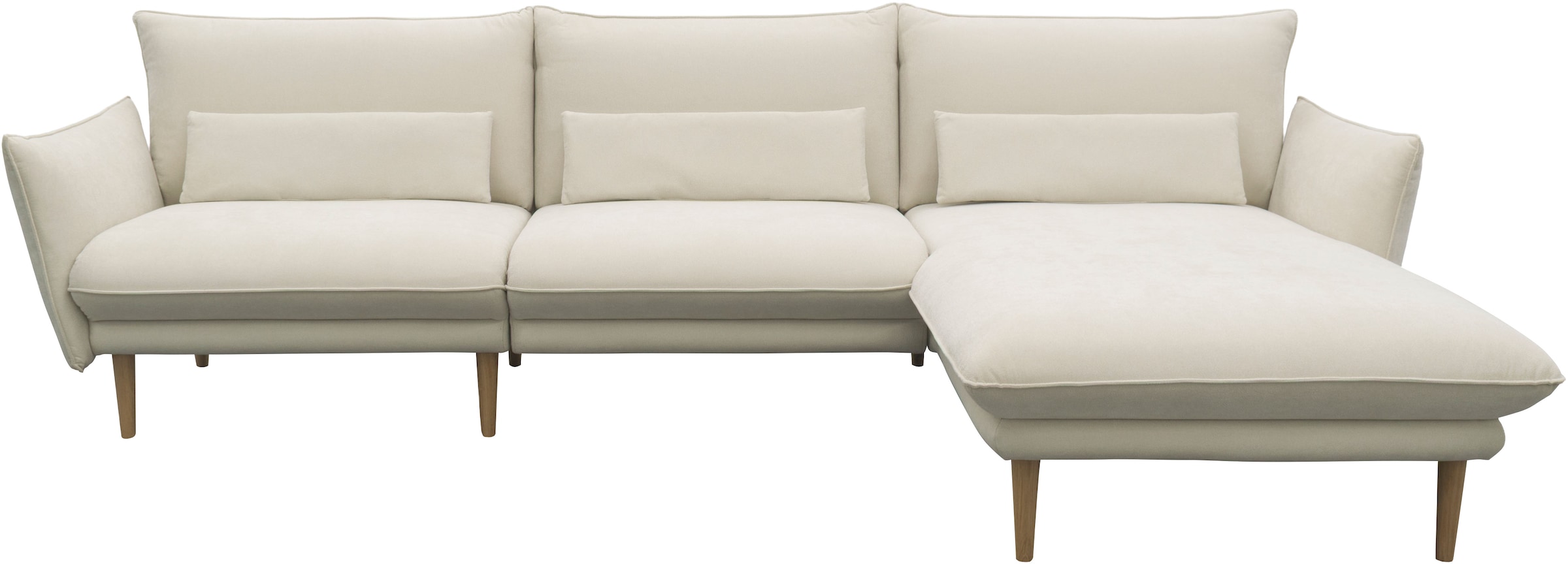 DOMO collection Ecksofa »Leuven modern mit schmalen Armlehnen, Breite 282 cm, L-Form« angenehm feste Polsterung, bodenfrei, 19 cm hohe Holzfüße