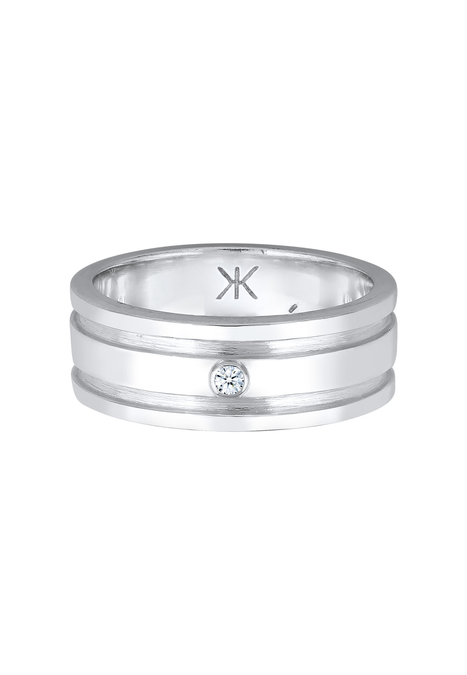 Kuzzoi Silberring »Ring Herren Bandring Massiv Diamant 925 Silber«