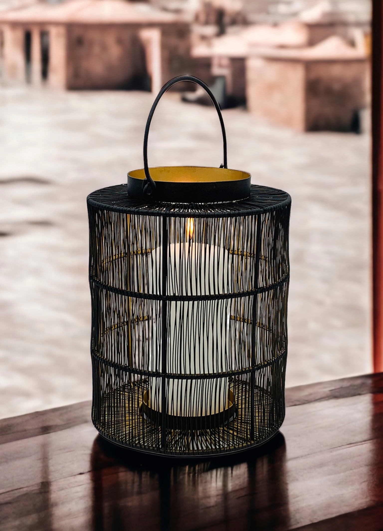 Leonique Kerzenlaterne »Kerzenhalter Cinny«, (1 St.), Hängewindlicht aus Metall, mit Henkel