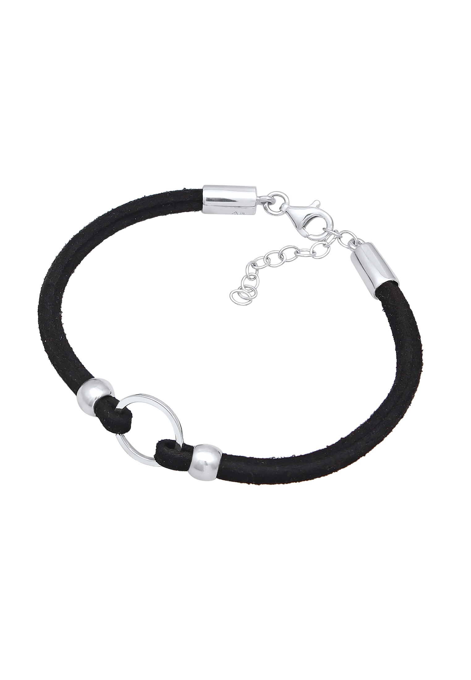 Elli Armkette »Armband Synthetisch Leder Schwarz Kreis Trend 925 Silber«