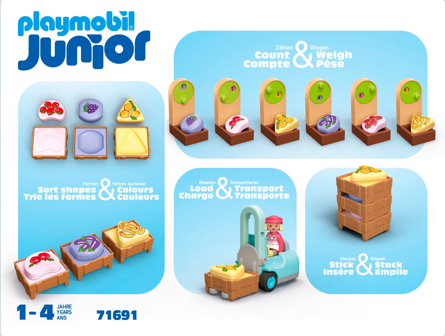 Playmobil® Konstruktions-Spielset »Bio-Marktstand & Gabelstapler (71691), JUNIOR« Made in Europe