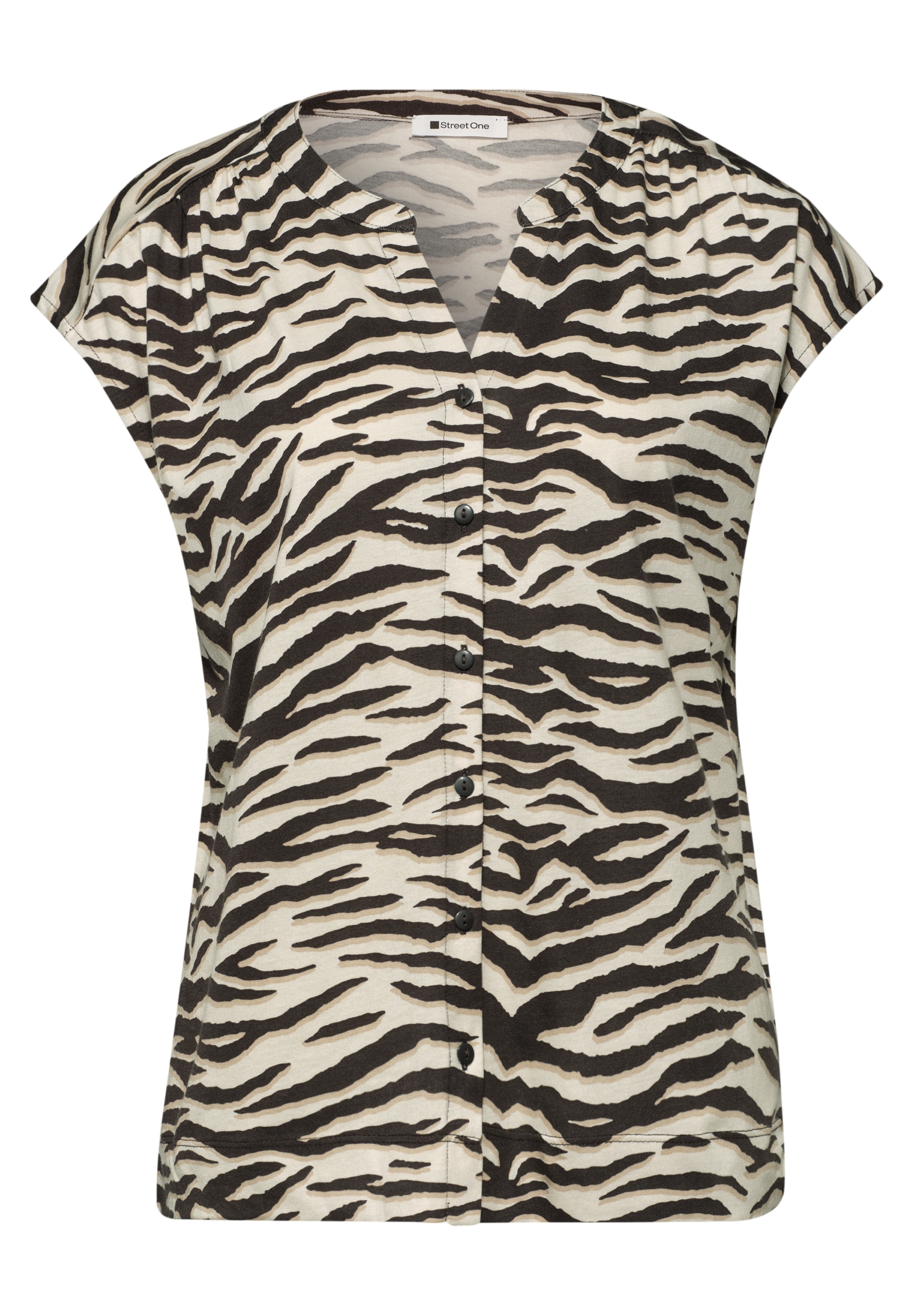 STREET ONE Shirttop Sommershirt im Leo-Look