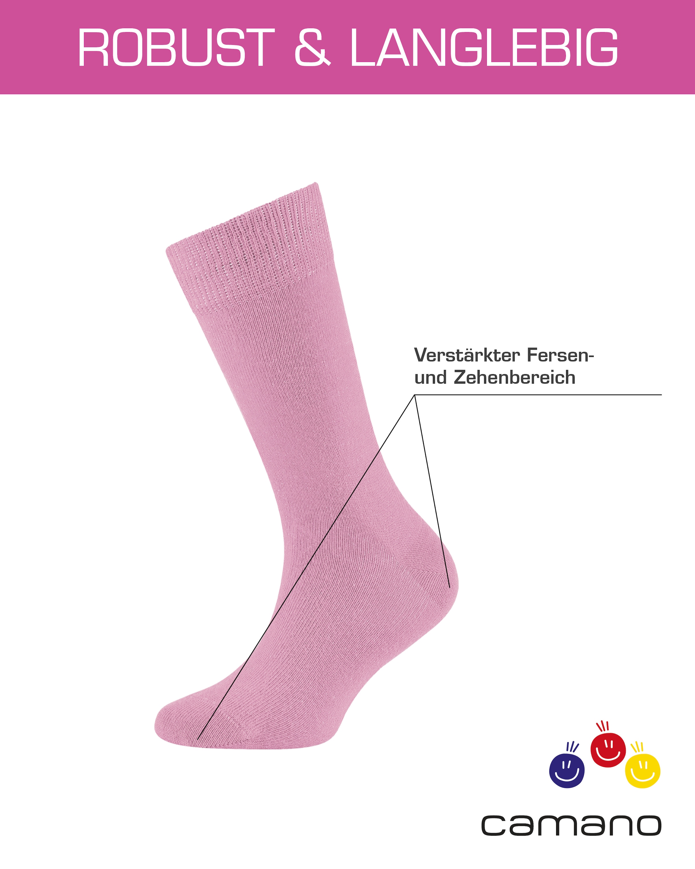 Camano Socken »ca-soft« 6 Paar,  mit Komfortbund und gepolsterten Zehen-/Fersenbereich