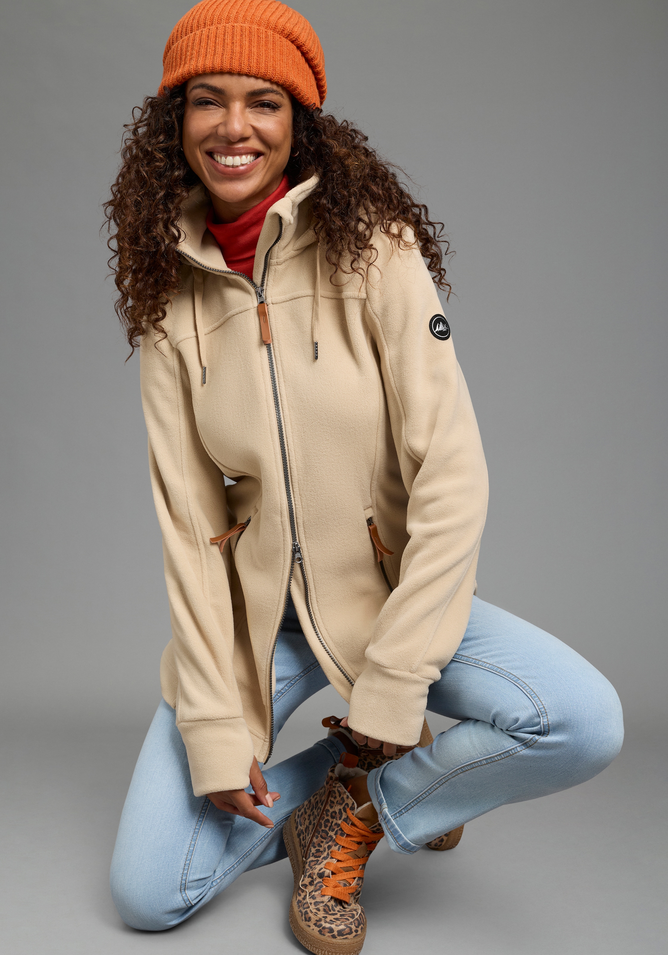 Polarino Fleecejacke mit Kapuze aus Fleece,  atmungsaktiv,  schnell trocknend