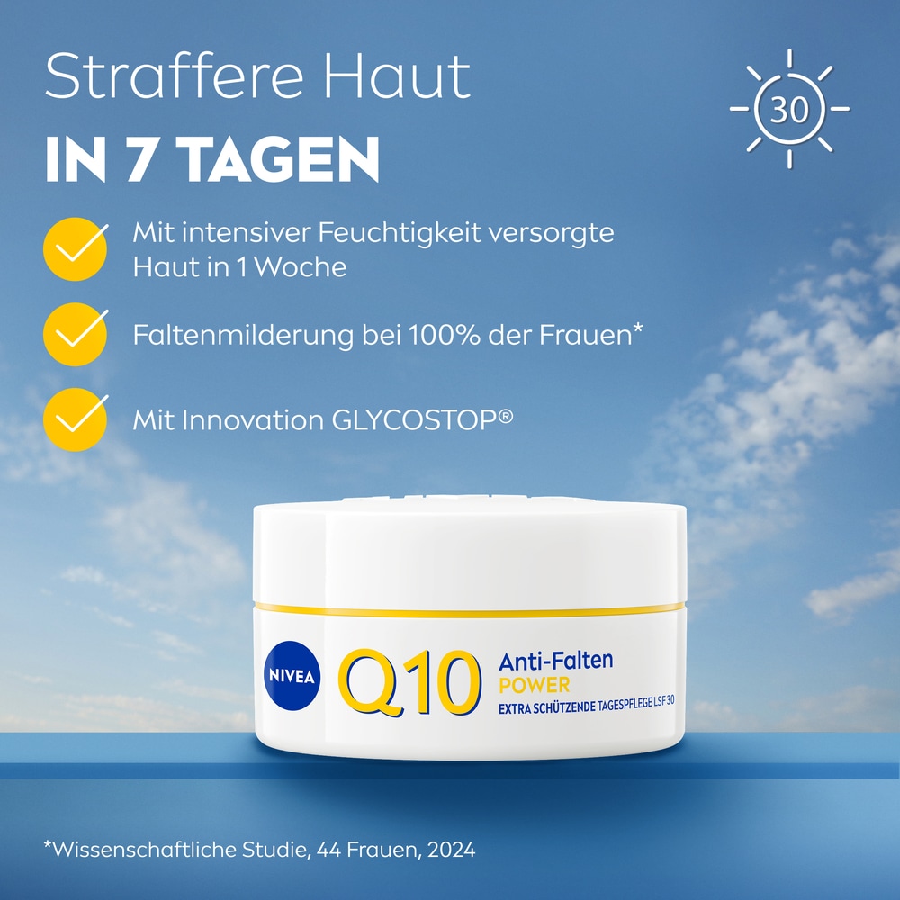 Nivea Tagescreme »Q10 ANTI-FALTEN EXTRA SCHÜTZENDE TAGESPFLEGE LSF 30« strafft, regeneriert und spendet Feuchtigkeit