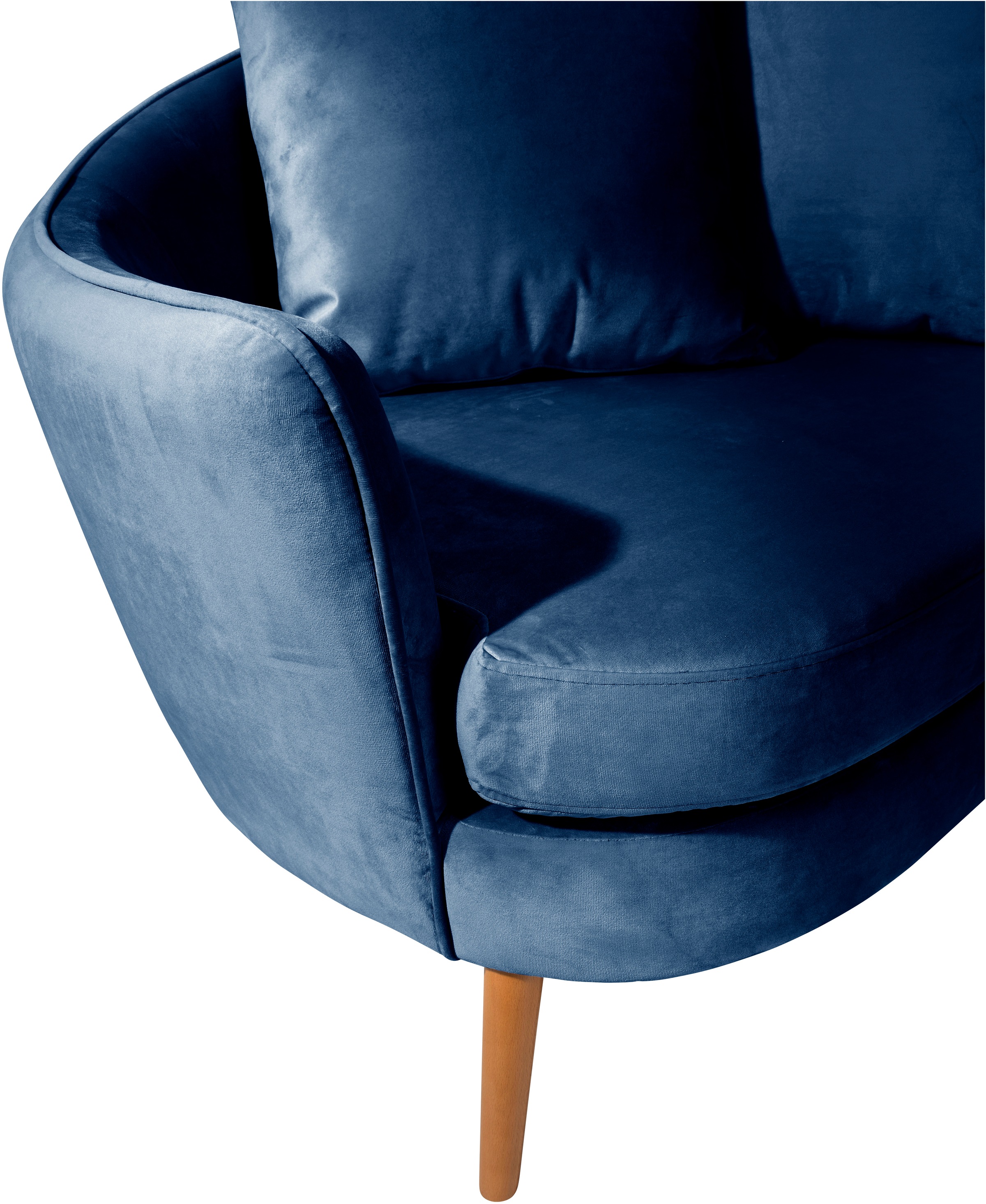 Max Winzer® Loungesessel »Mirandas, handgefertigter Sessel, Polstersessel, Sofamuschel«, hochwertige Verarbeitung, aus weichem Samtvelours, inkl. Zierkissen