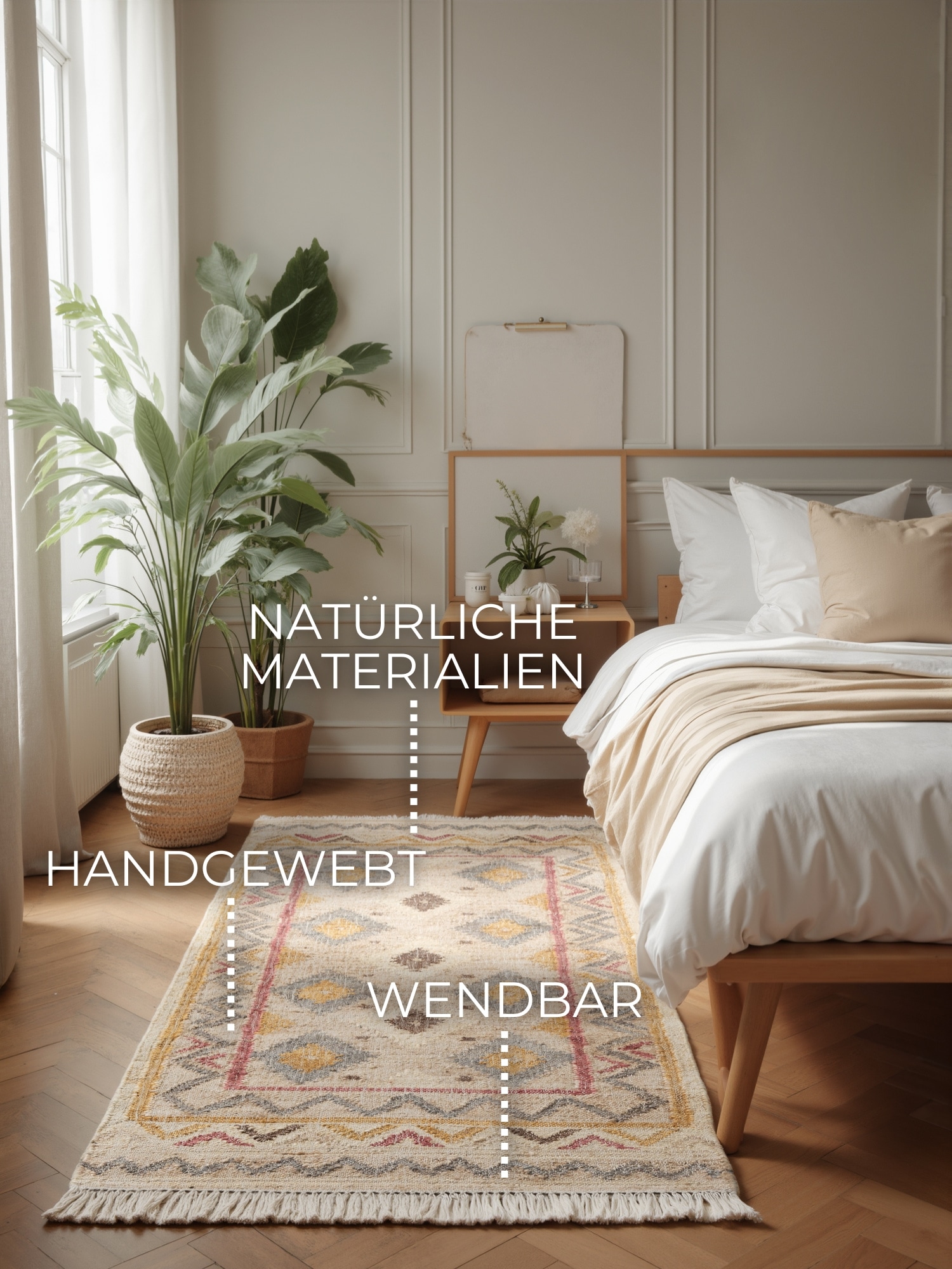 ELLE DECORATION Teppich »Kelim Imani« rechteckig 3 mm Höhe Jute, Baumwolle, Natur, Handgewebt, Kelim, orientalisch, Boho