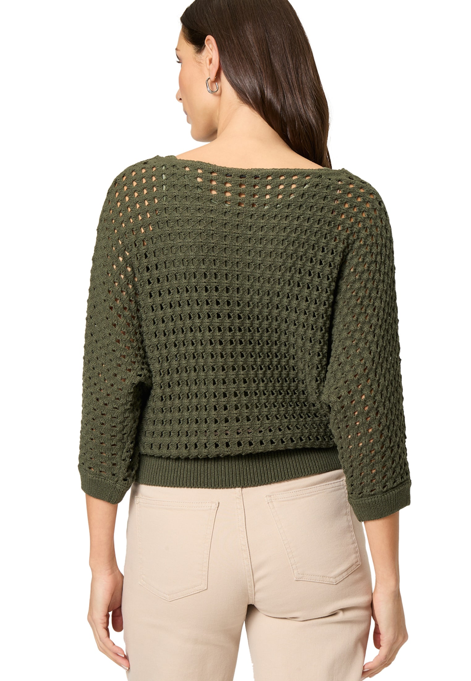 Zero Rundhalspullover »Pullover aus Ajourstrick«